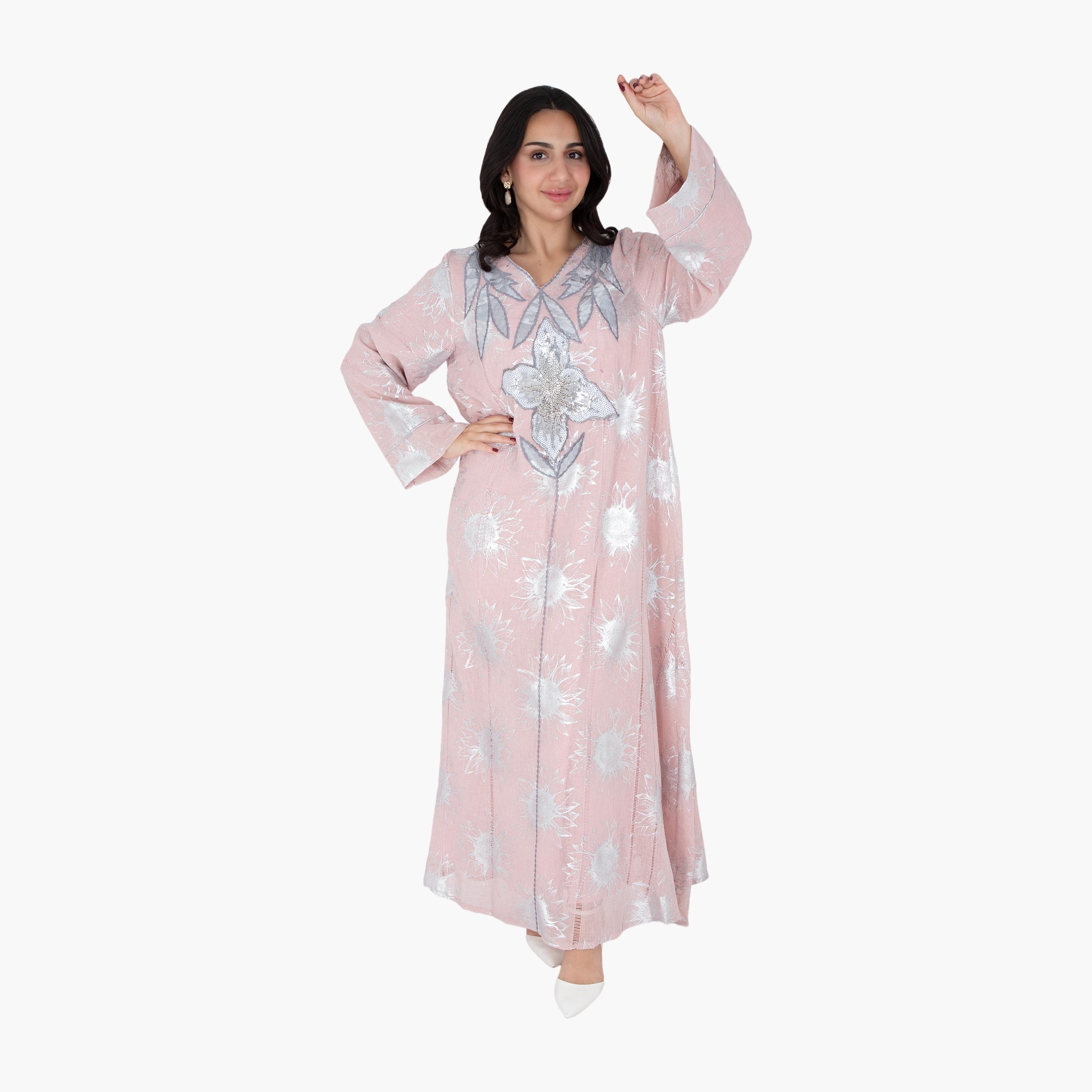 جلابية سهرة نسائية مطرزة بالخرز والترتر من إككسا-women-arabicclothing-jalabiyas-image-1