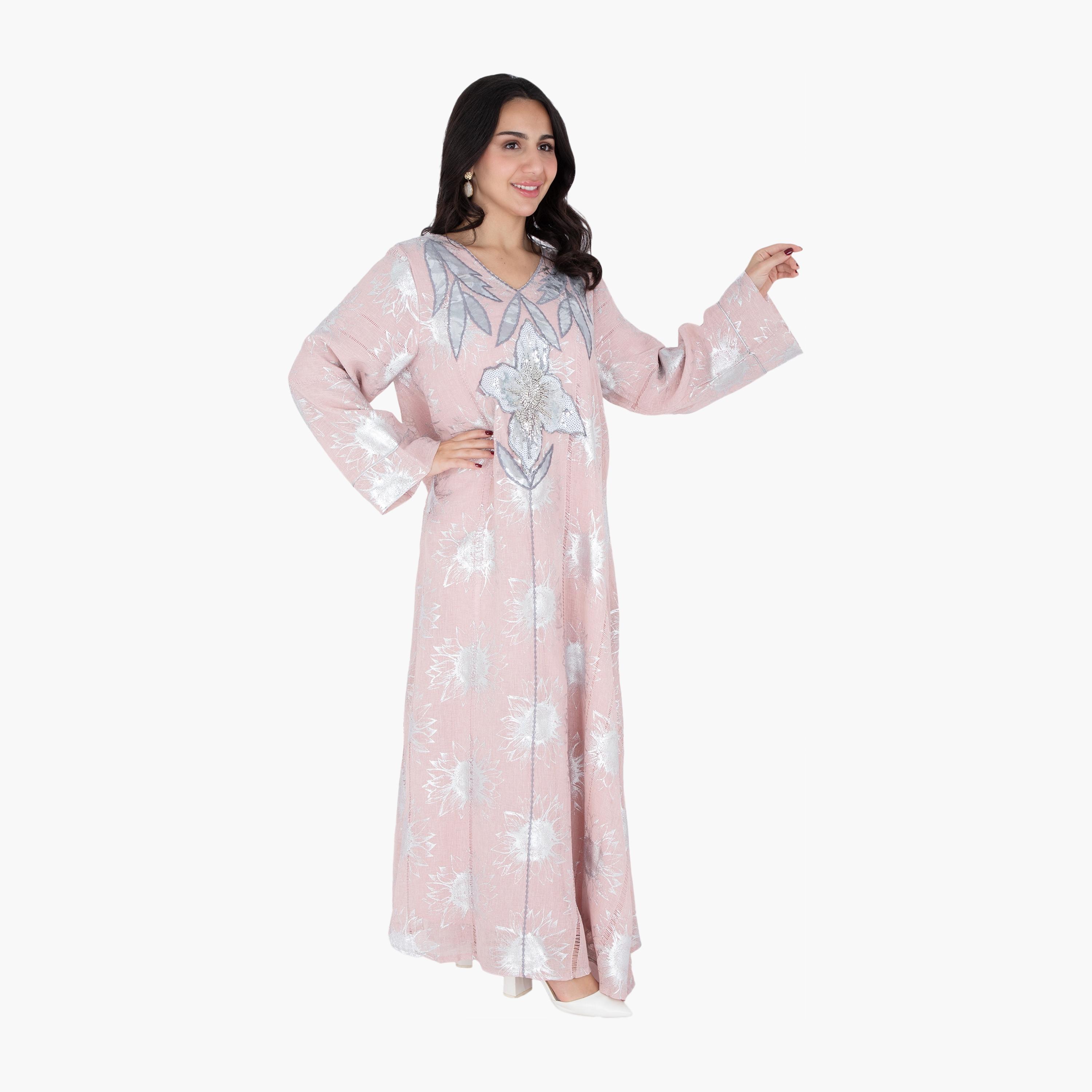 جلابية سهرة نسائية مطرزة بالخرز والترتر من إككسا-women-arabicclothing-jalabiyas-image-3