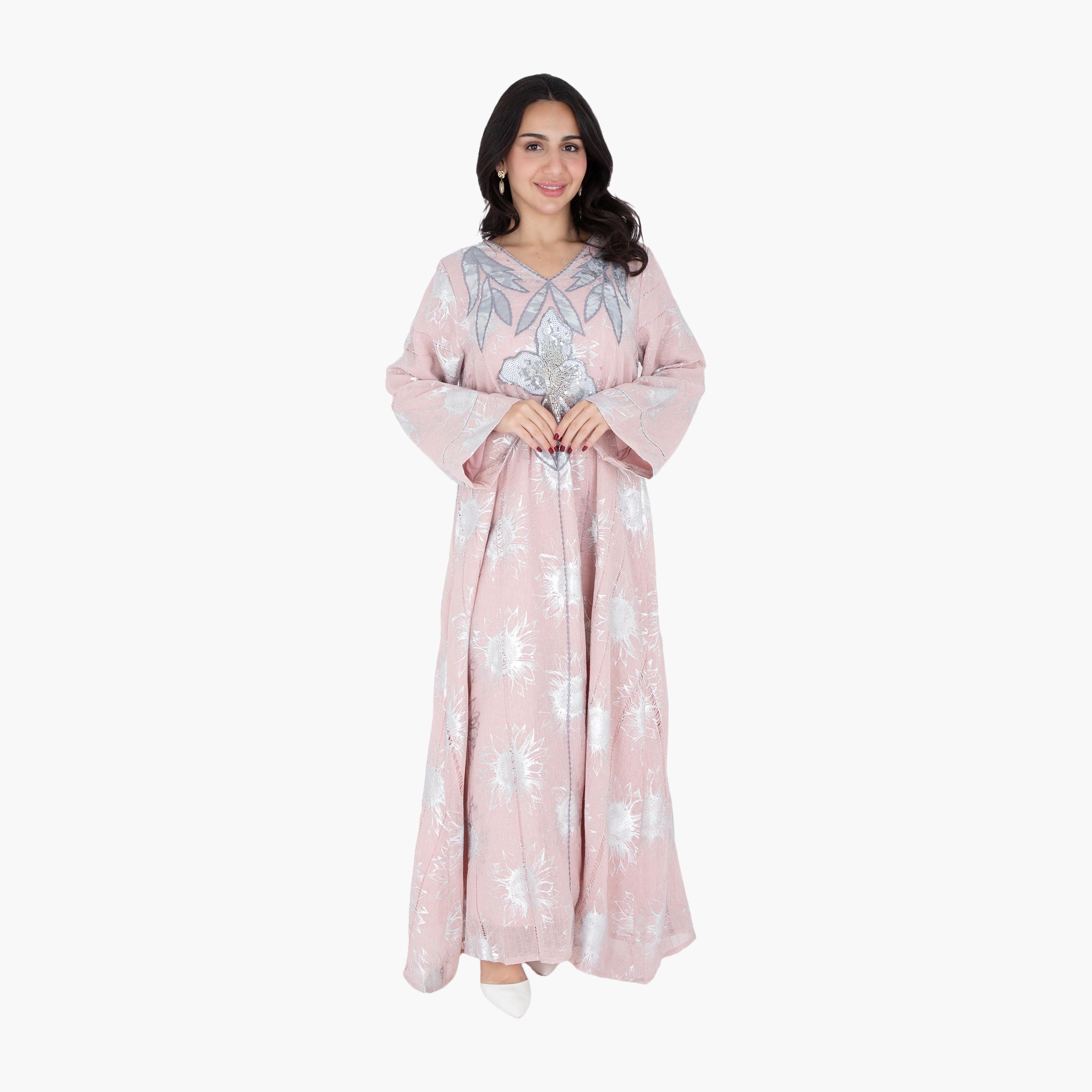 IKKXA Beaded & Metallic Women's Evening Jalabiya-women-arabicclothing-jalabiyas-image-4
