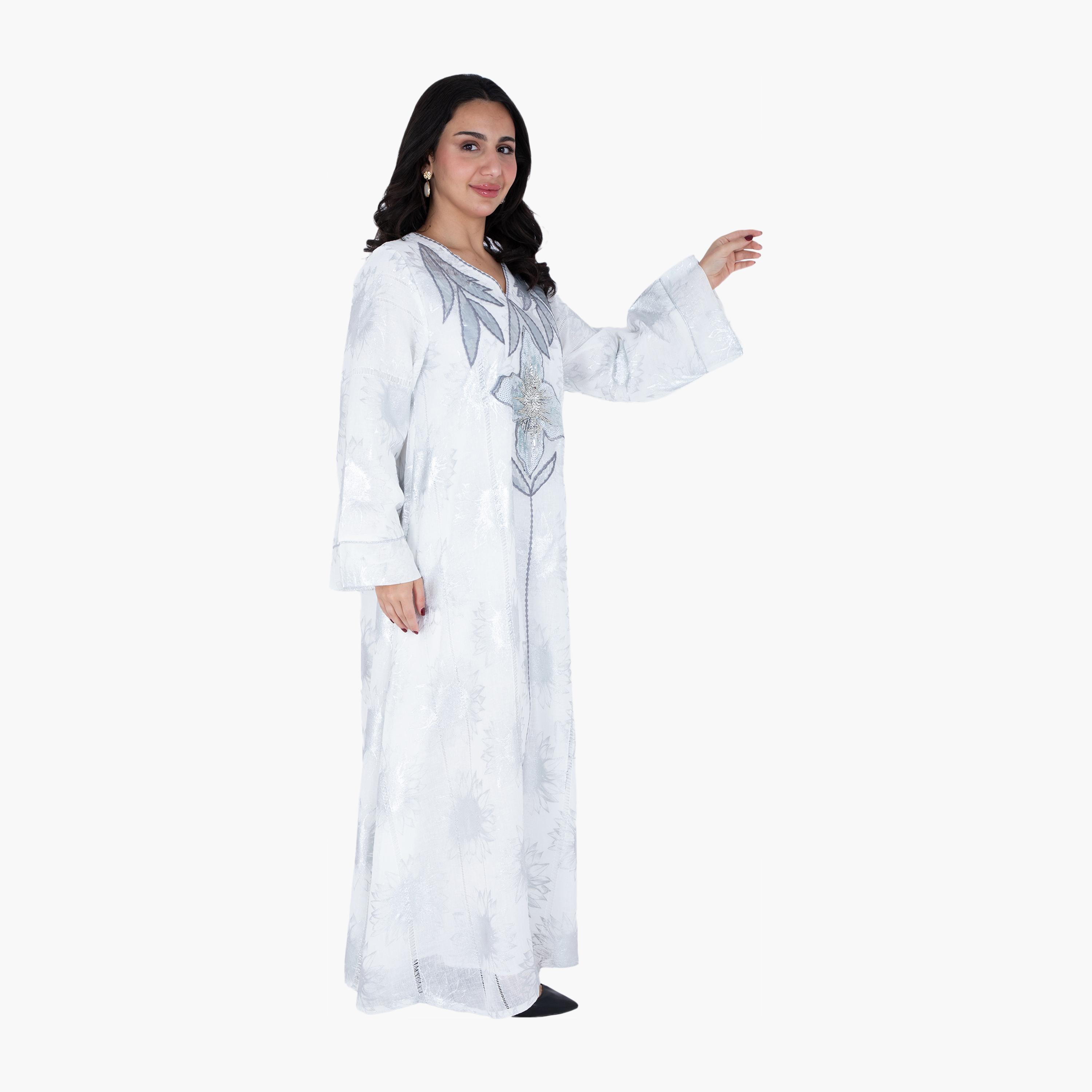 جلابية سهرة نسائية مطرزة بالخرز والترتر من إككسا-women-arabicclothing-jalabiyas-image-8