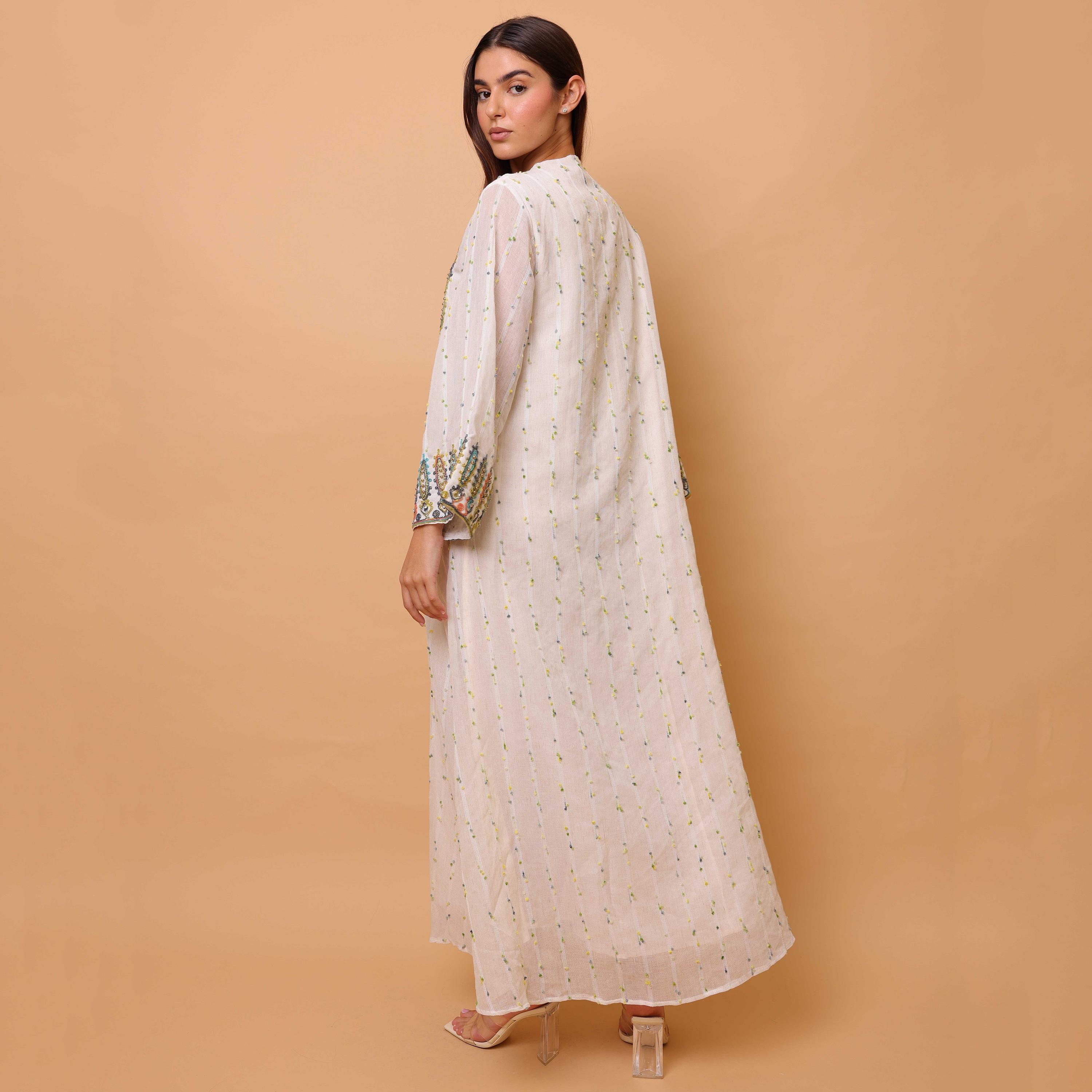 جلابية سهرة نسائية مطرزة بنسيج "دوبي" وأكمام واسعة من إيككسا-women-clothing-dresses-image-8