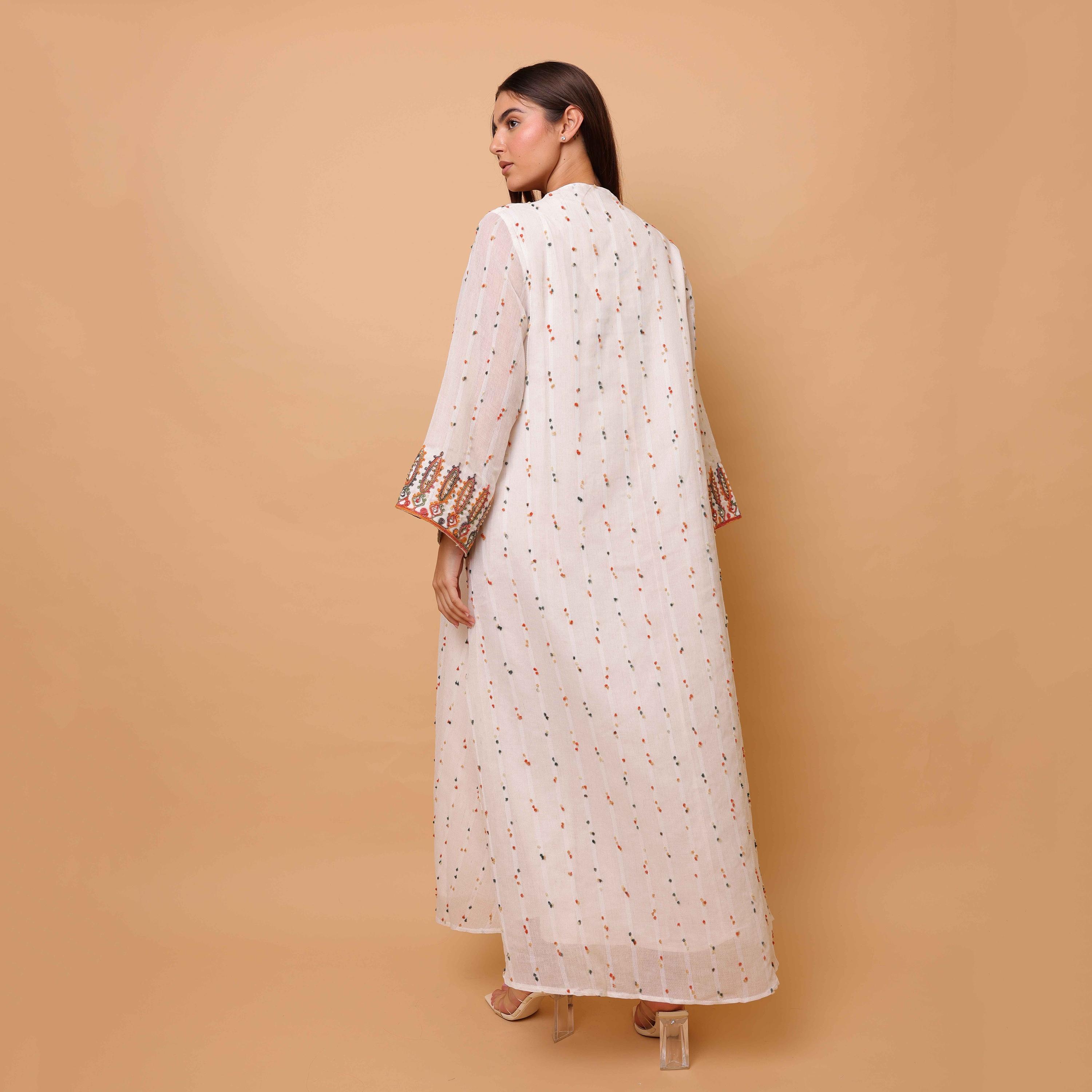 جلابية سهرة نسائية مطرزة بنسيج "دوبي" وأكمام واسعة من إيككسا-women-clothing-dresses-image-4