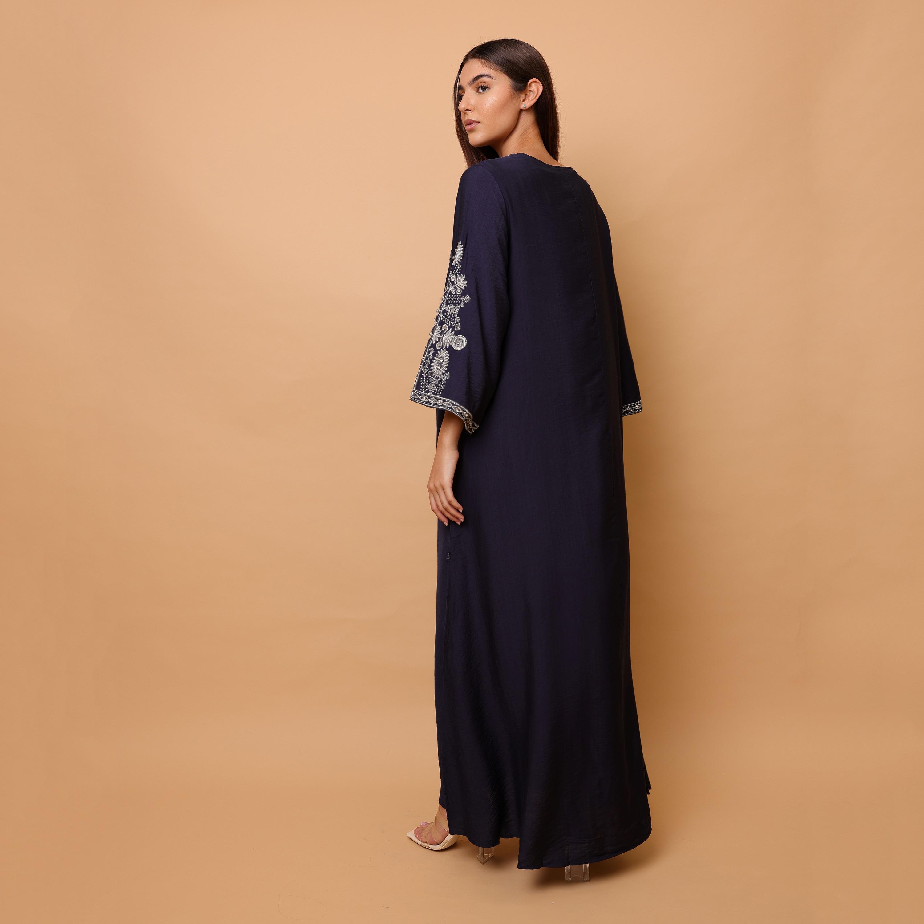 IKKXA Embroidered Yoke Wide Sleeves Women's Evening Jalabiya-women-clothing-dresses-image-4