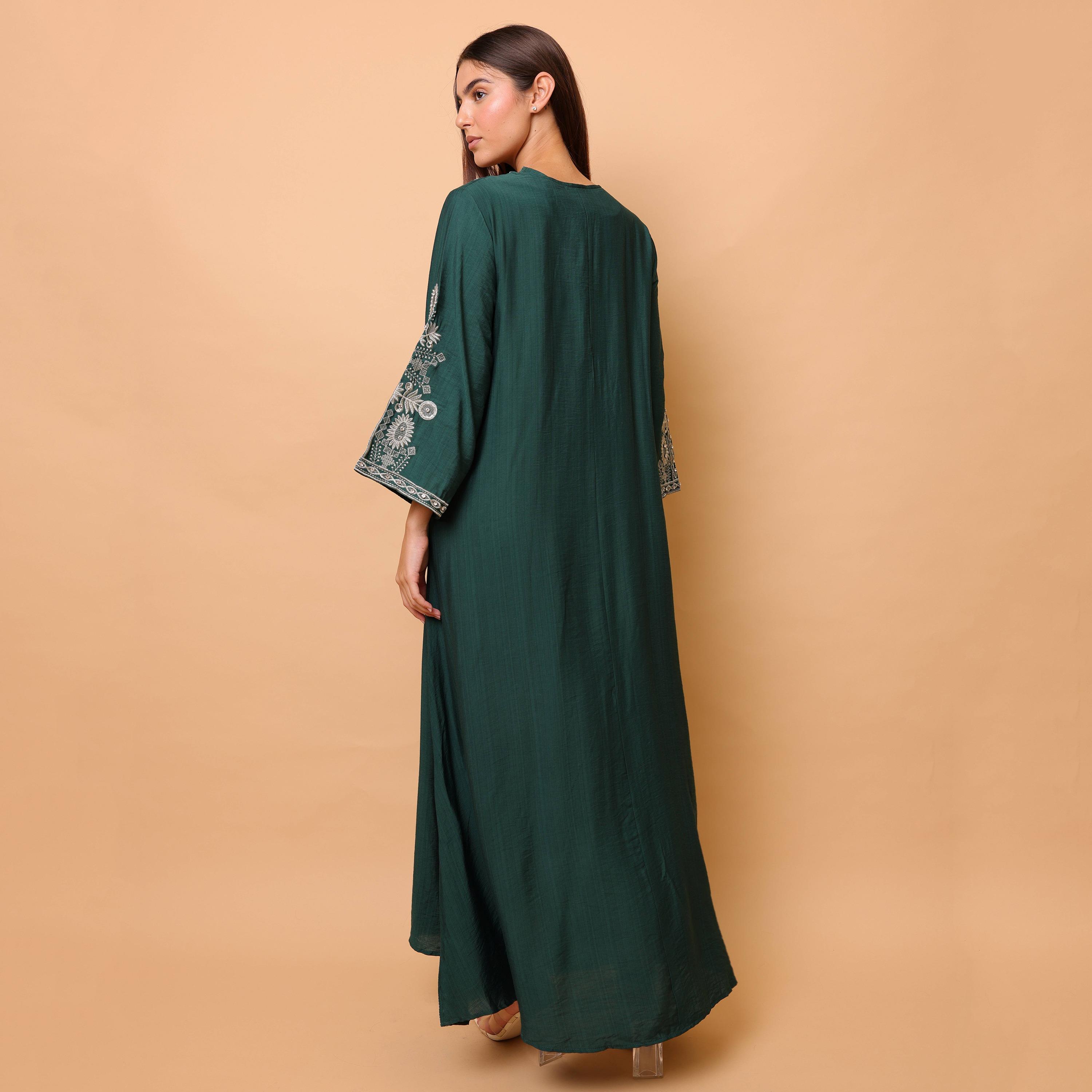 IKKXA Embroidered Yoke Wide Sleeves Women's Evening Jalabiya-women-clothing-dresses-image-4