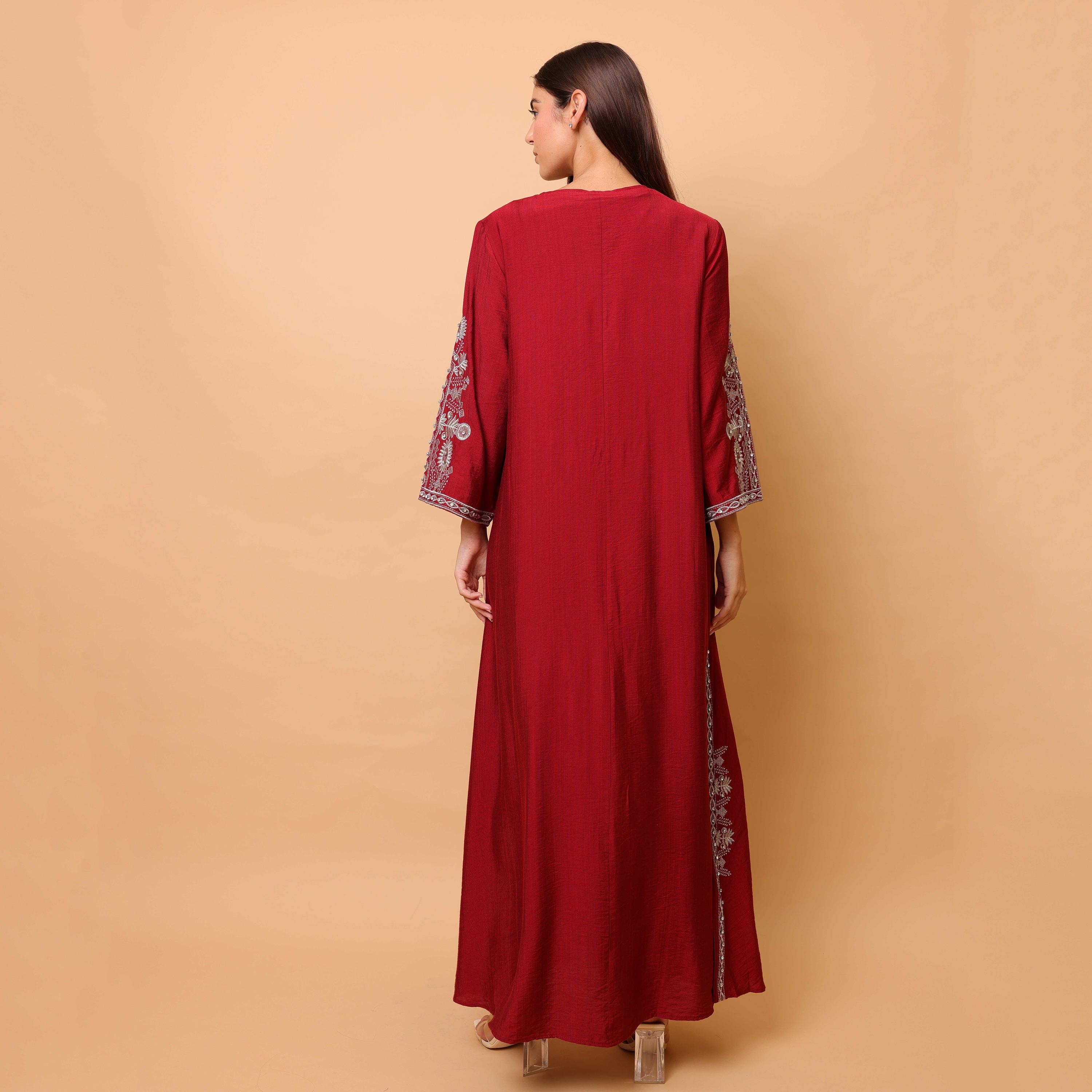 IKKXA Embroidered Yoke Wide Sleeves Women's Evening Jalabiya-women-clothing-dresses-image-12