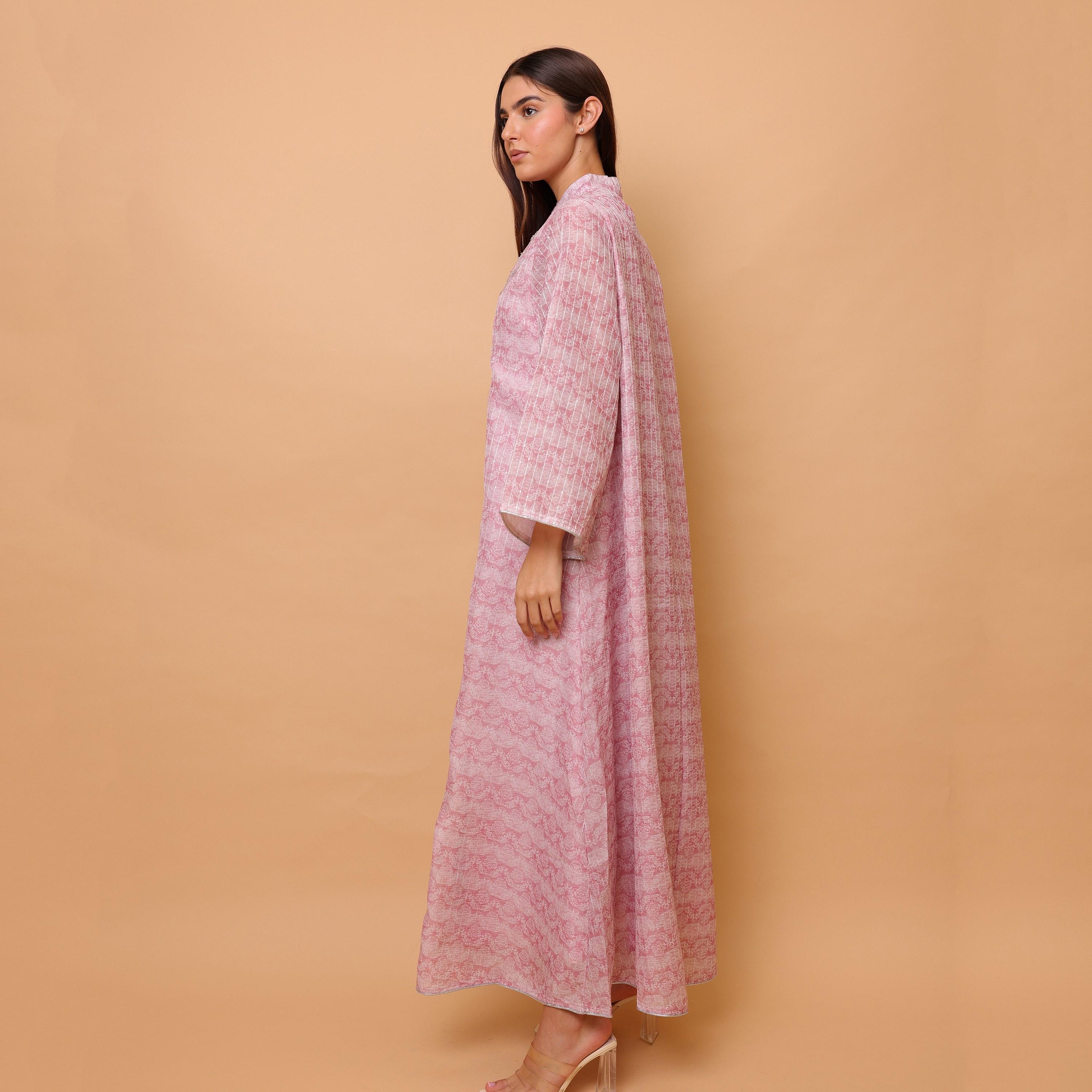 IKKXA Floral Motifs & Beaded Mandarin Collar Wide Sleeves Women's Evening Jalabiya-women-arabicclothing-jalabiyas-image-5