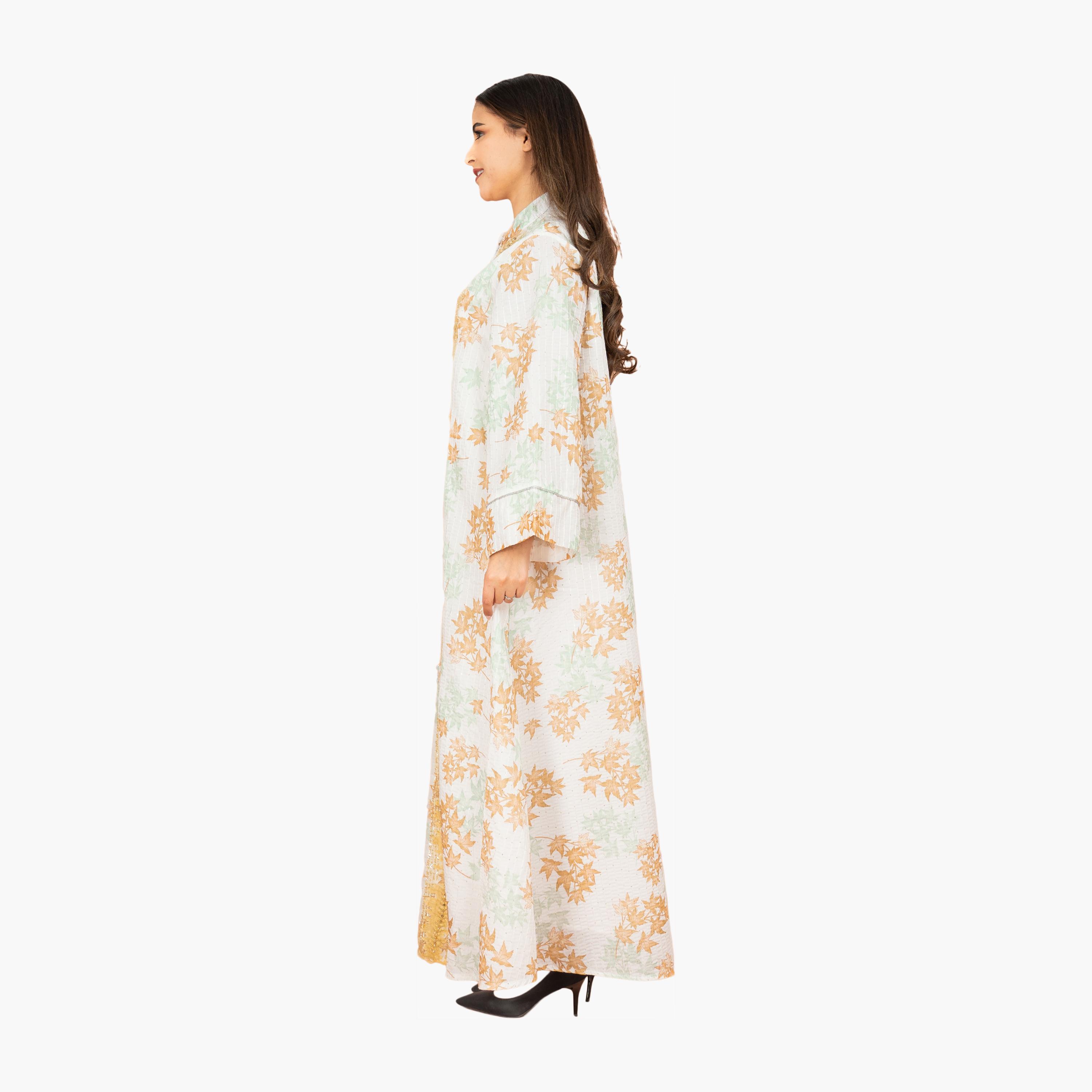 IKKXA Sequined & Beaded with Tropical Print Mandarin Collar Wide Sleeves Women's Evening Jalabiya-women-arabicclothing-jalabiyas-image-9