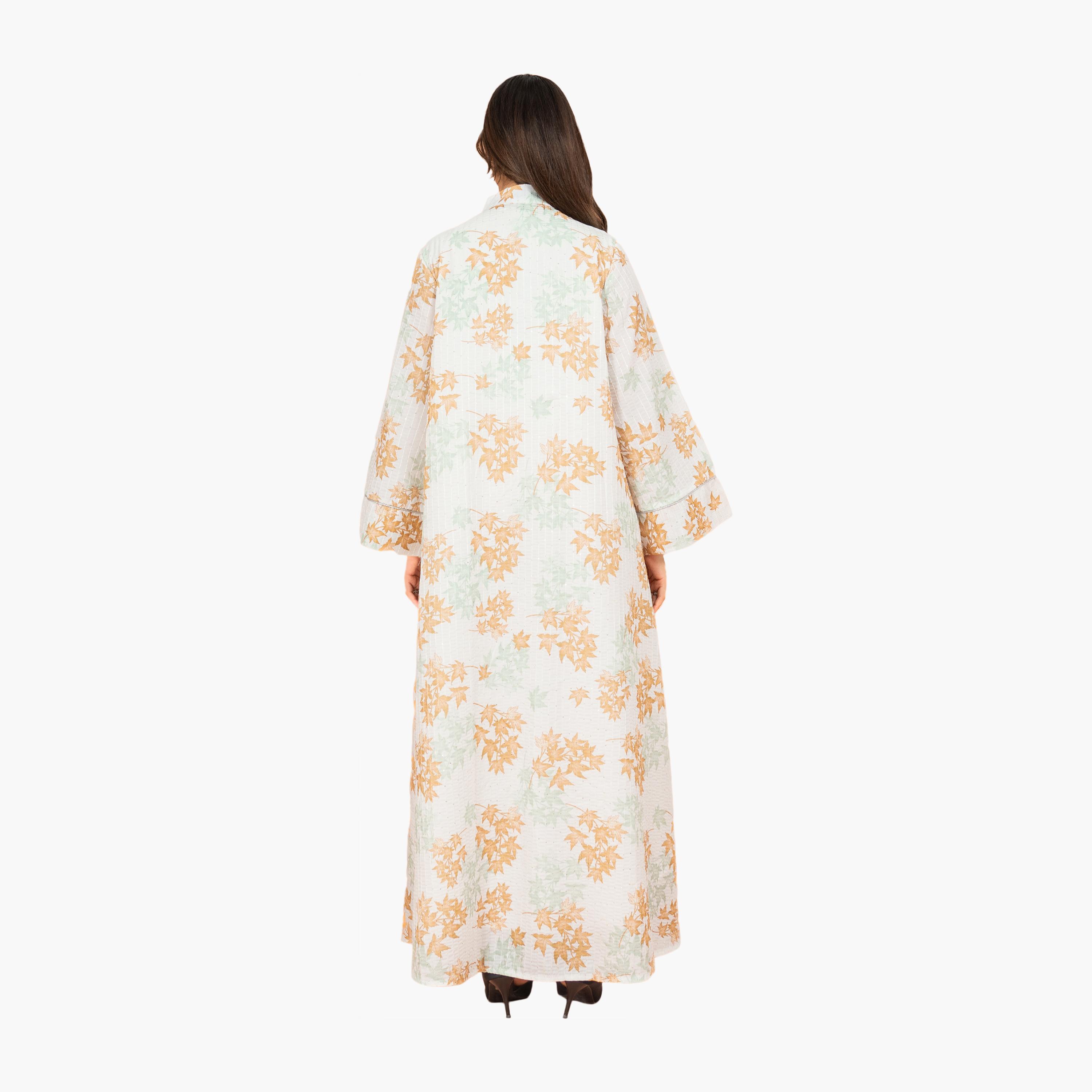 IKKXA Sequined & Beaded with Tropical Print Mandarin Collar Wide Sleeves Women's Evening Jalabiya-women-arabicclothing-jalabiyas-image-10