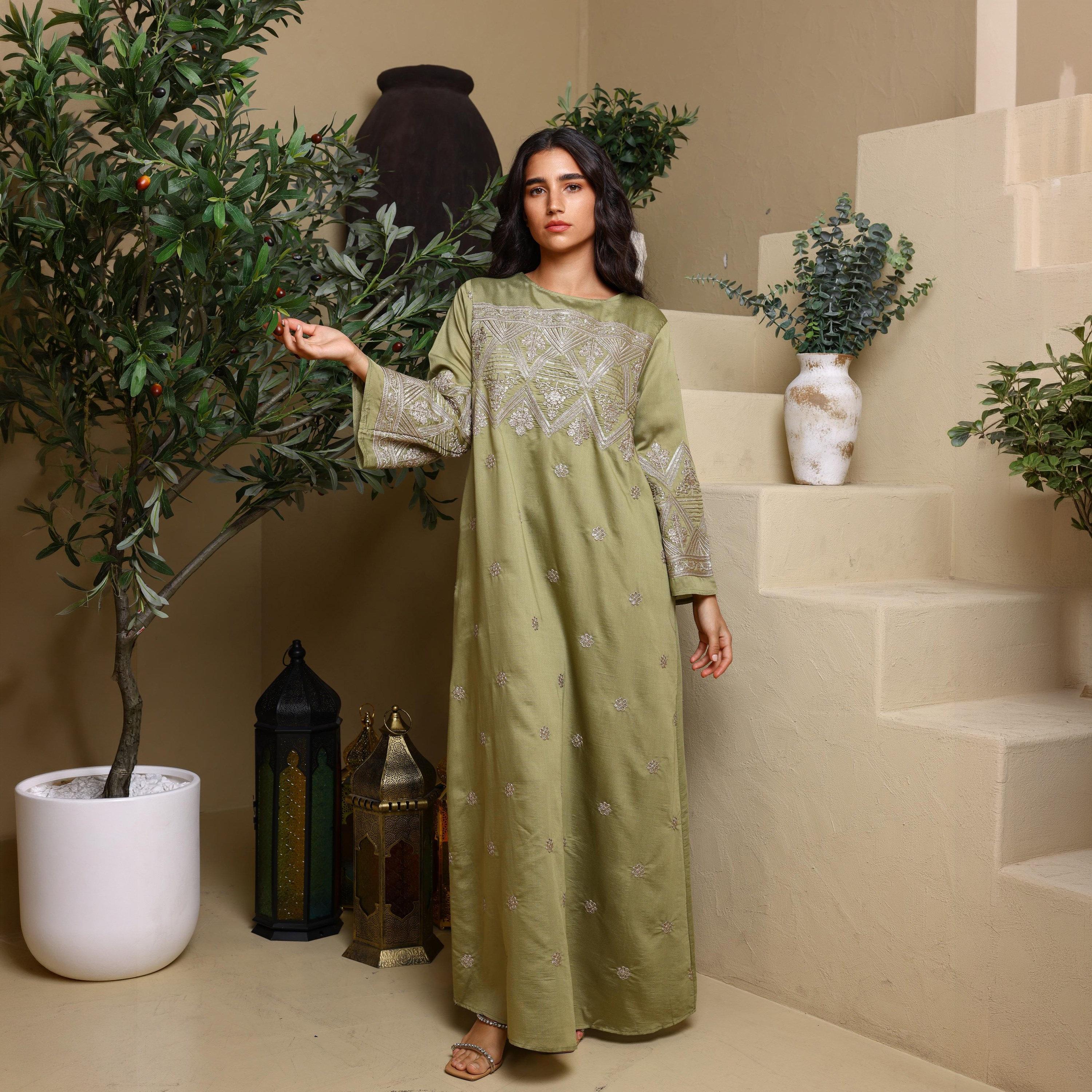 IKKXA Embroidered Wide Sleeves Women's Evening Jalabiya-women-arabicclothing-jalabiyas-image-1