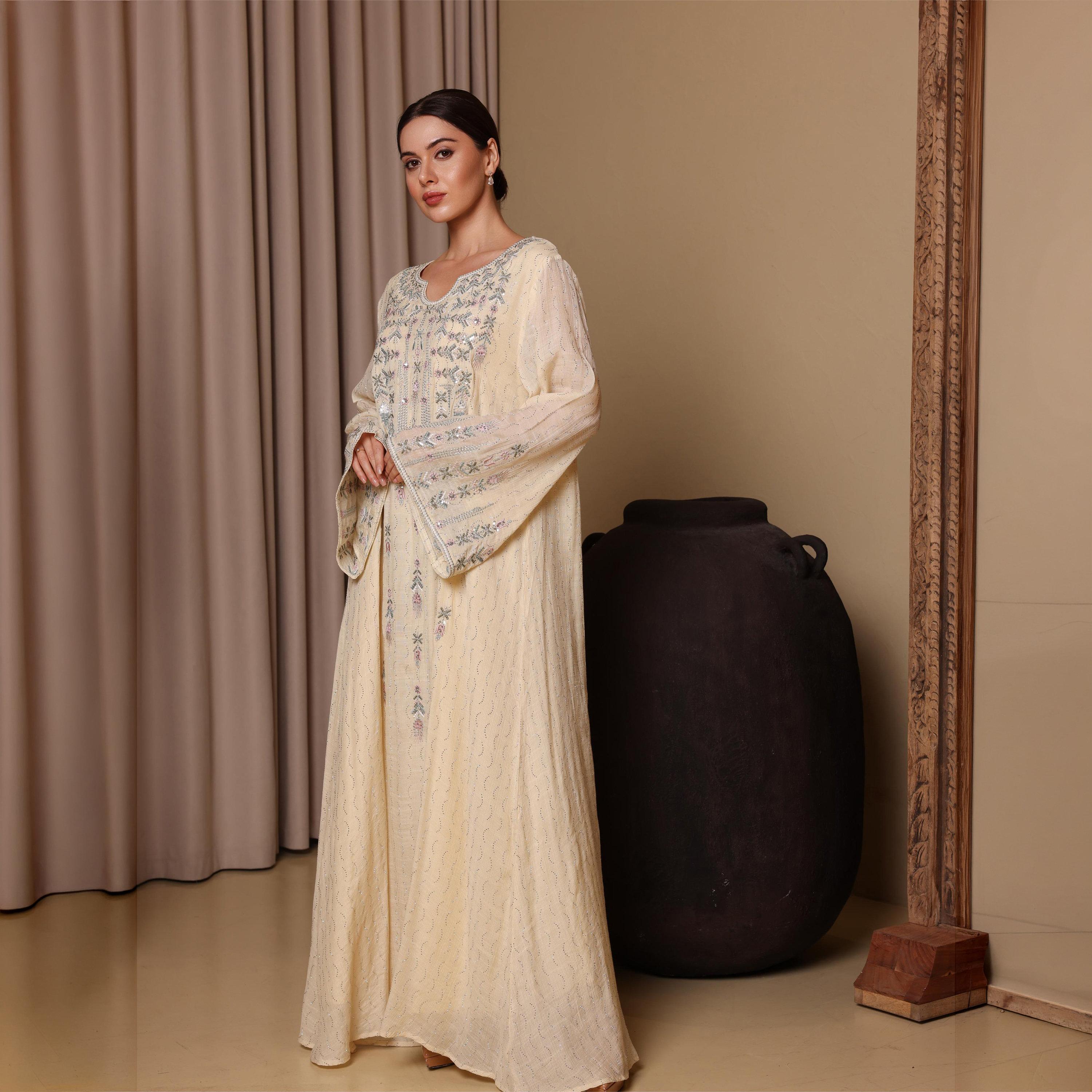 IKKXA Embroidered Flared Sleeves Women's Evening Jalabiya-women-arabicclothing-jalabiyas-image-1