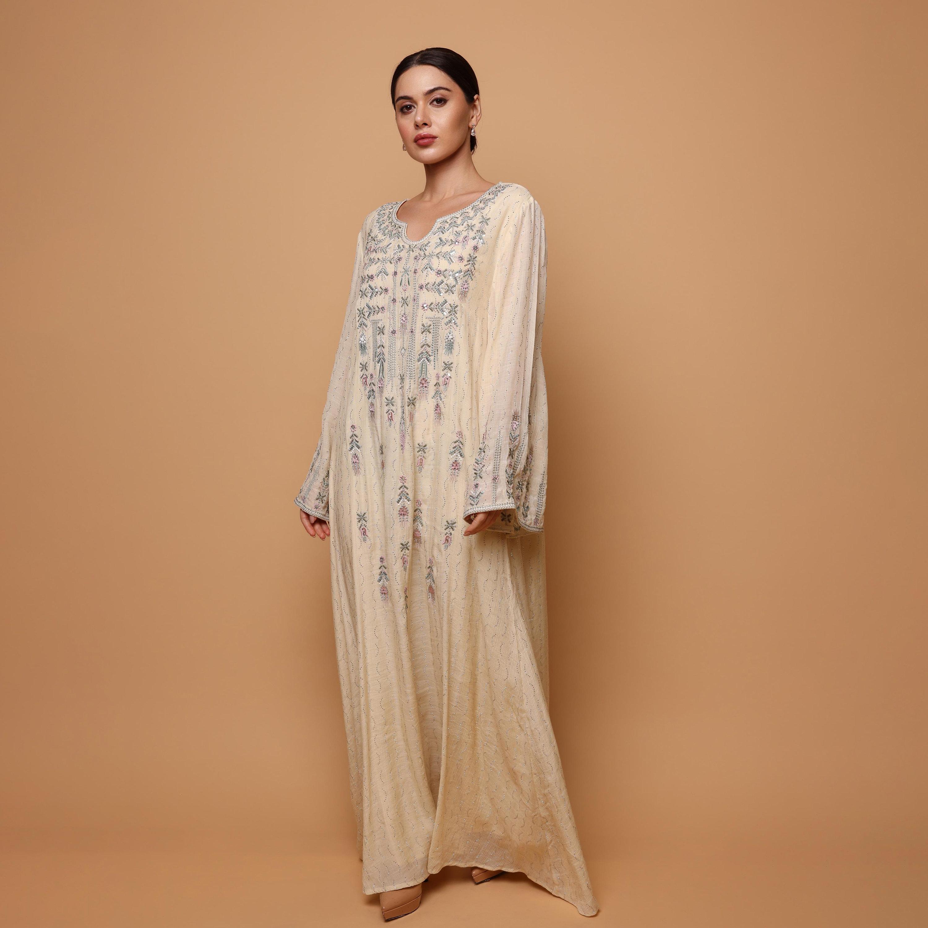 IKKXA Embroidered Flared Sleeves Women's Evening Jalabiya-women-arabicclothing-jalabiyas-image-3