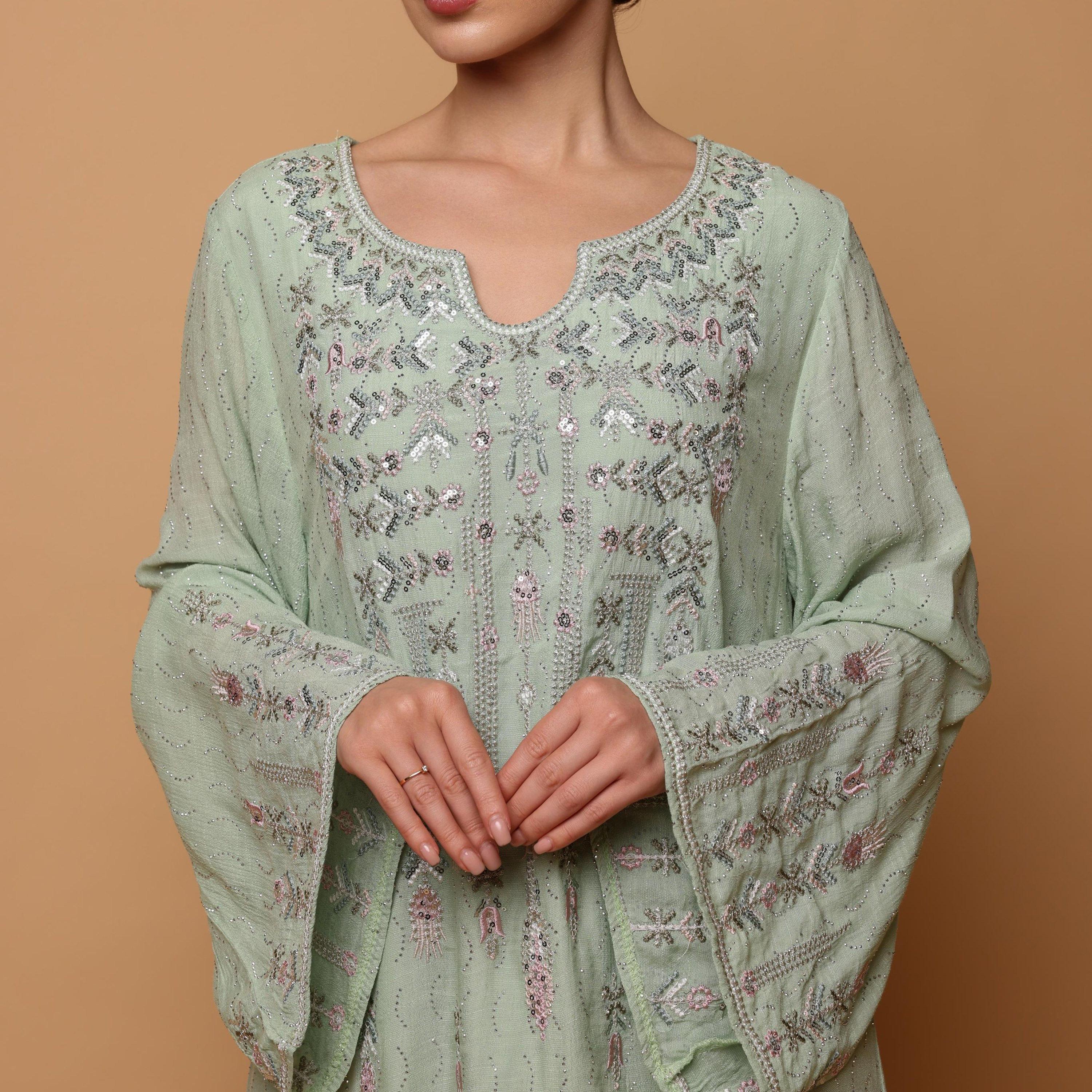 IKKXA Embroidered Flared Sleeves Women's Evening Jalabiya-women-arabicclothing-jalabiyas-image-2