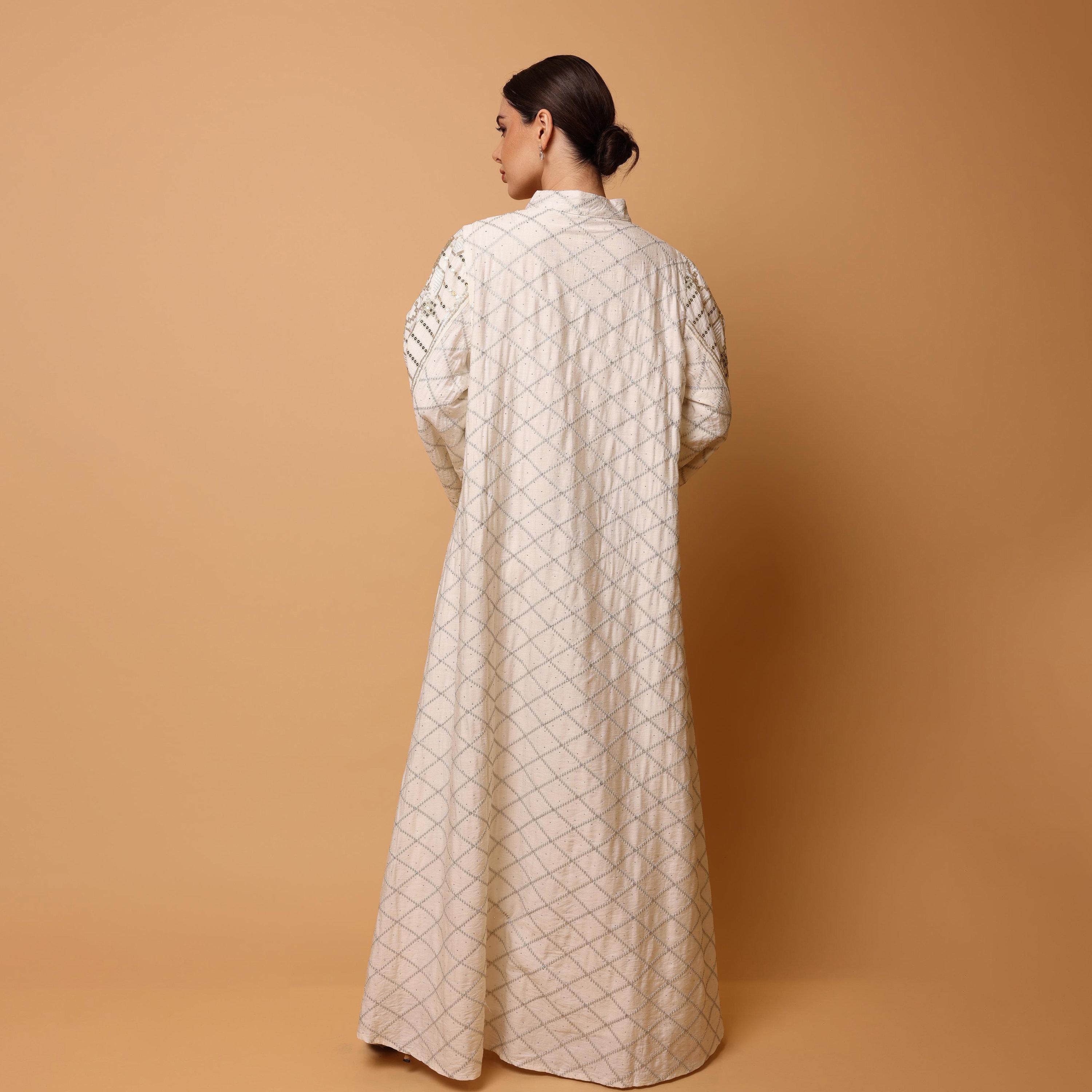 IKKXA Geometric Embroidered Mandarin Collar Wide Sleeves Women's Evening Jalabiya-women-arabicclothing-jalabiyas-image-5