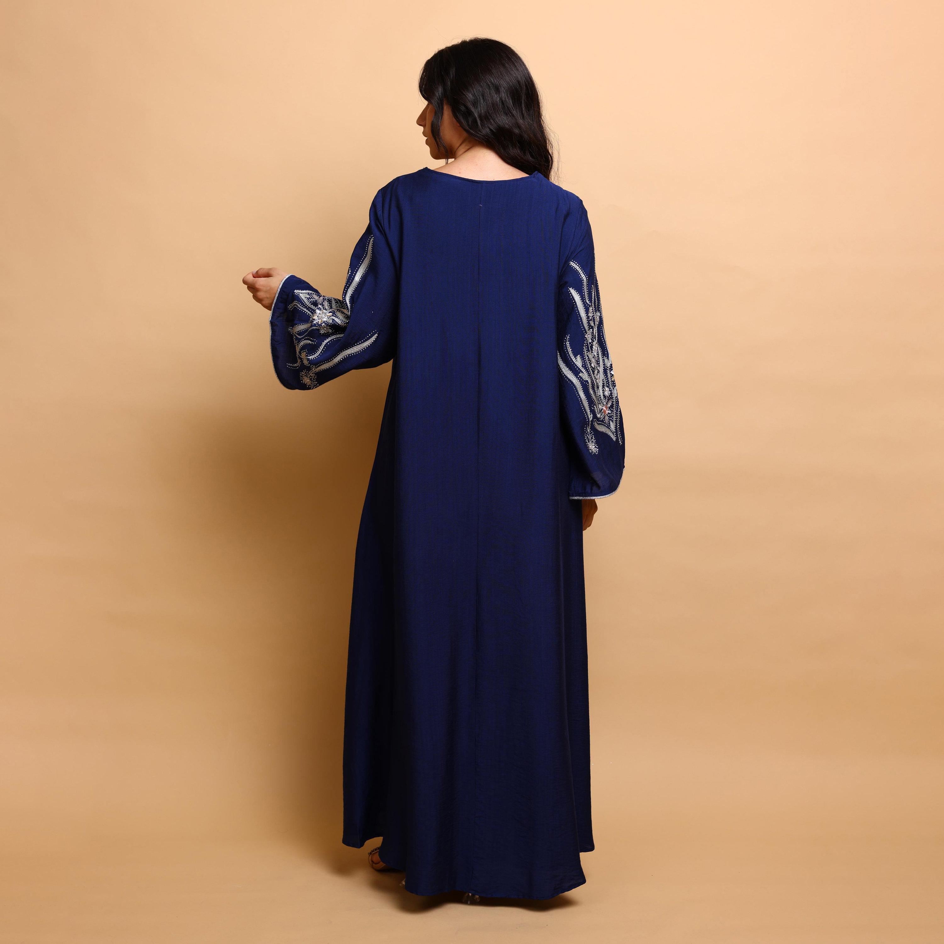 جلابية سهرة نسائية بتطريز زهور وأكمام واسعة من إكسا-women-arabicclothing-jalabiyas-image-5