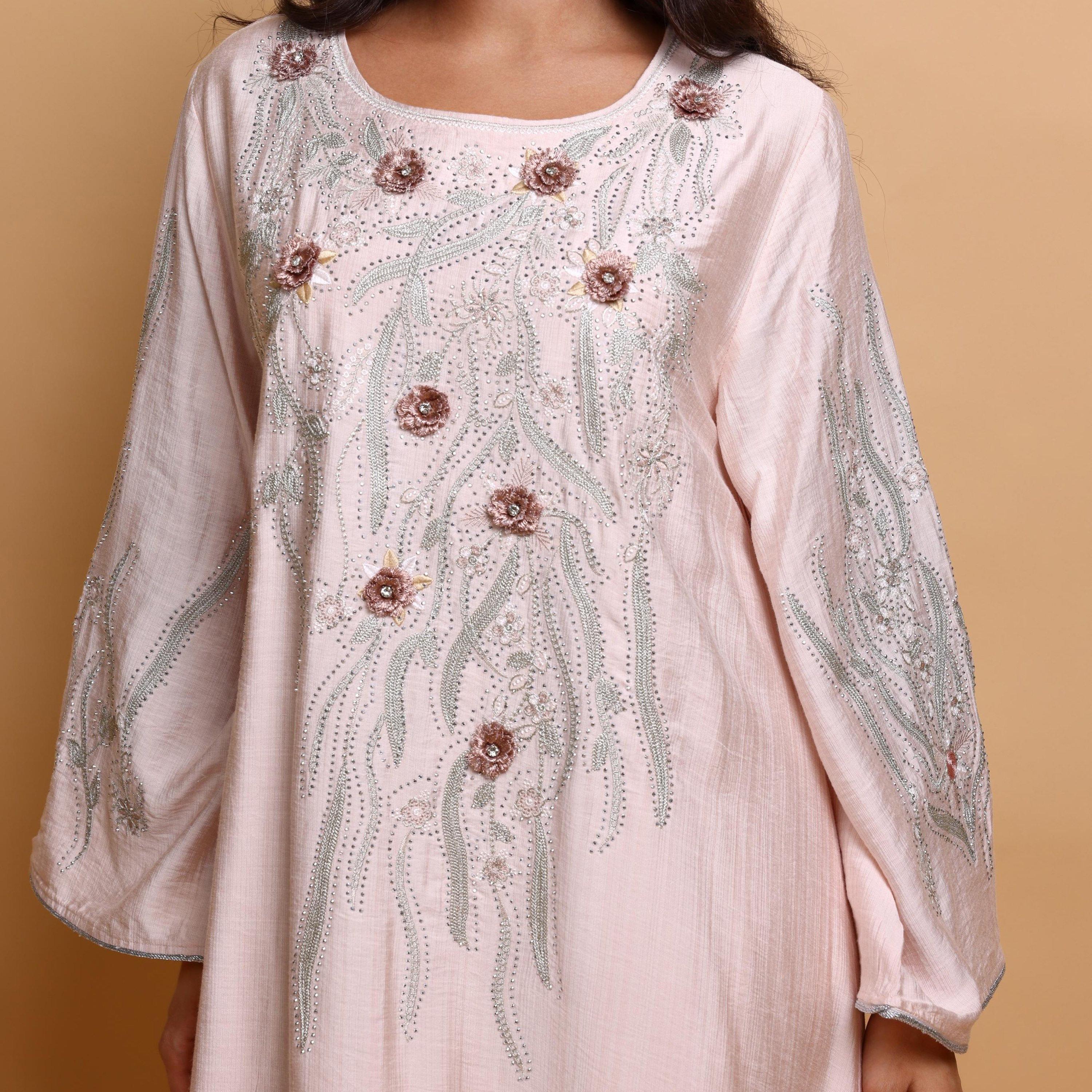 IKKXA Floral Embroidered Wide Sleeves Women's Evening Jalabiya-women-arabicclothing-jalabiyas-image-2