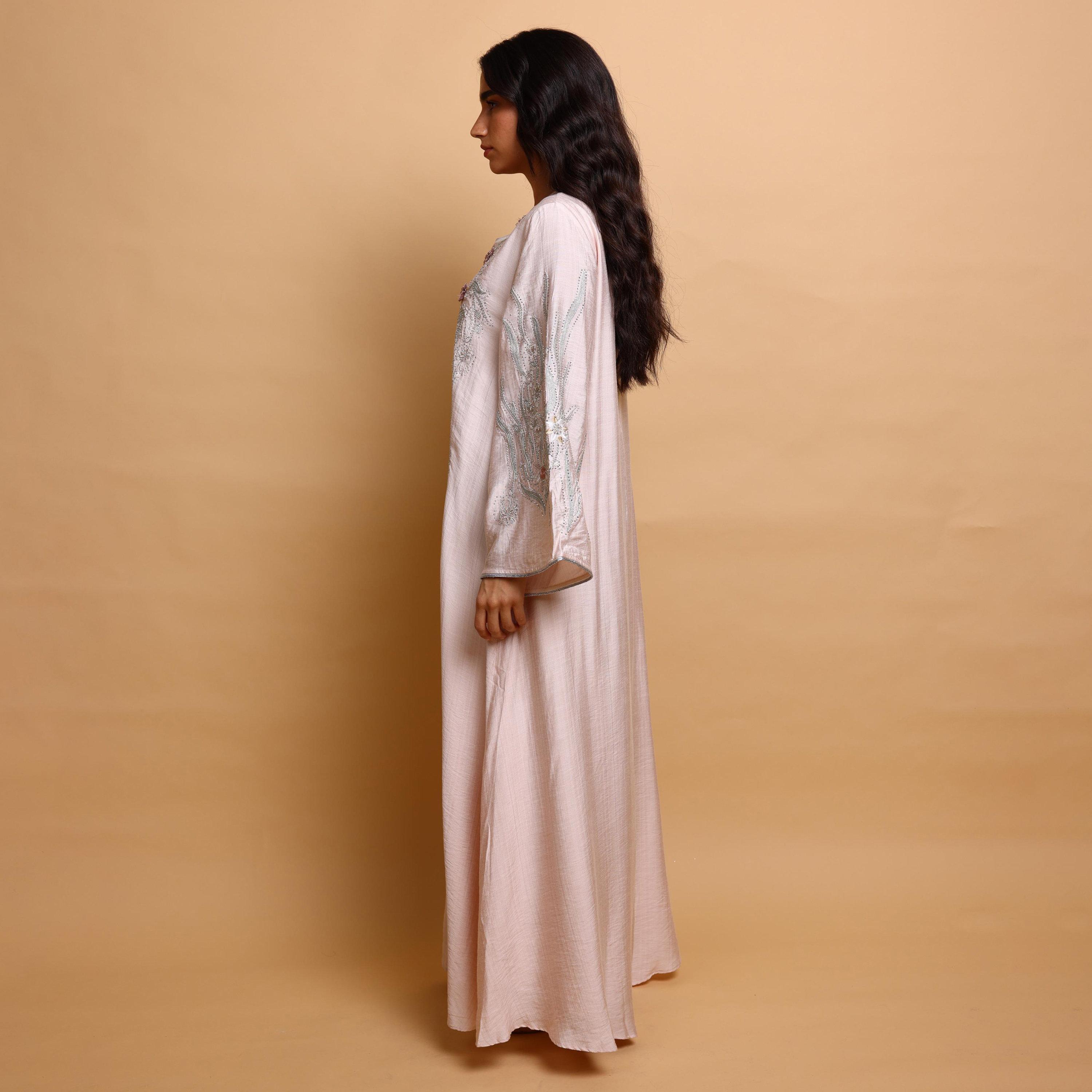 IKKXA Floral Embroidered Wide Sleeves Women's Evening Jalabiya-women-arabicclothing-jalabiyas-image-4