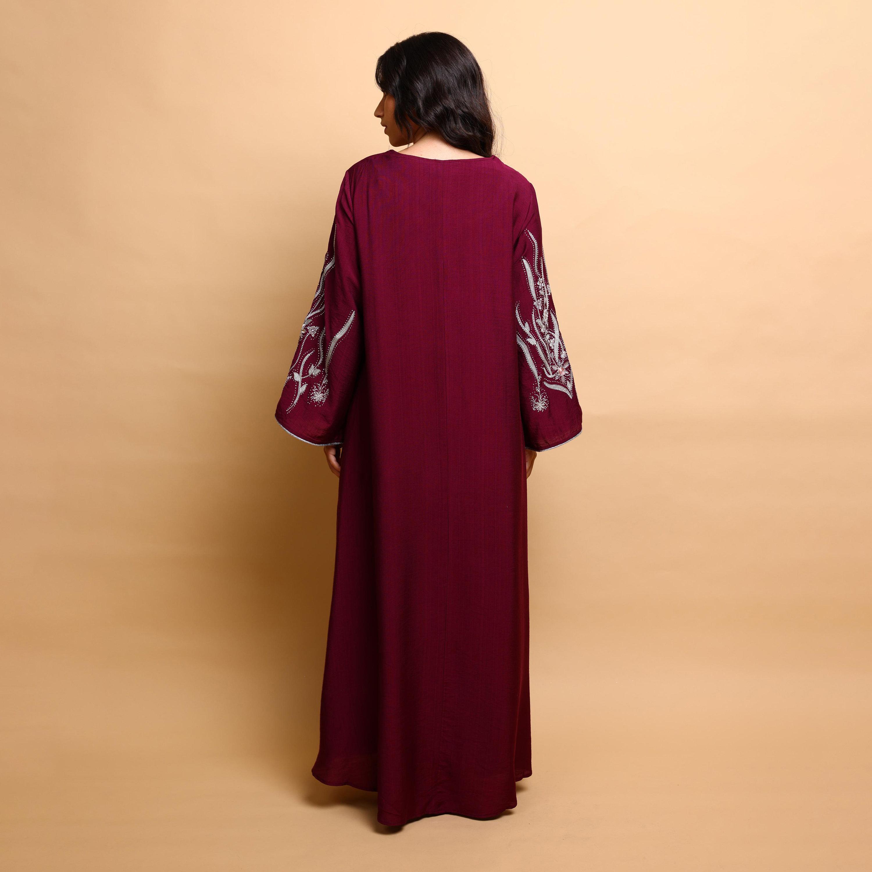 IKKXA Floral Embroidered Wide Sleeves Women's Evening Jalabiya-women-arabicclothing-jalabiyas-image-5