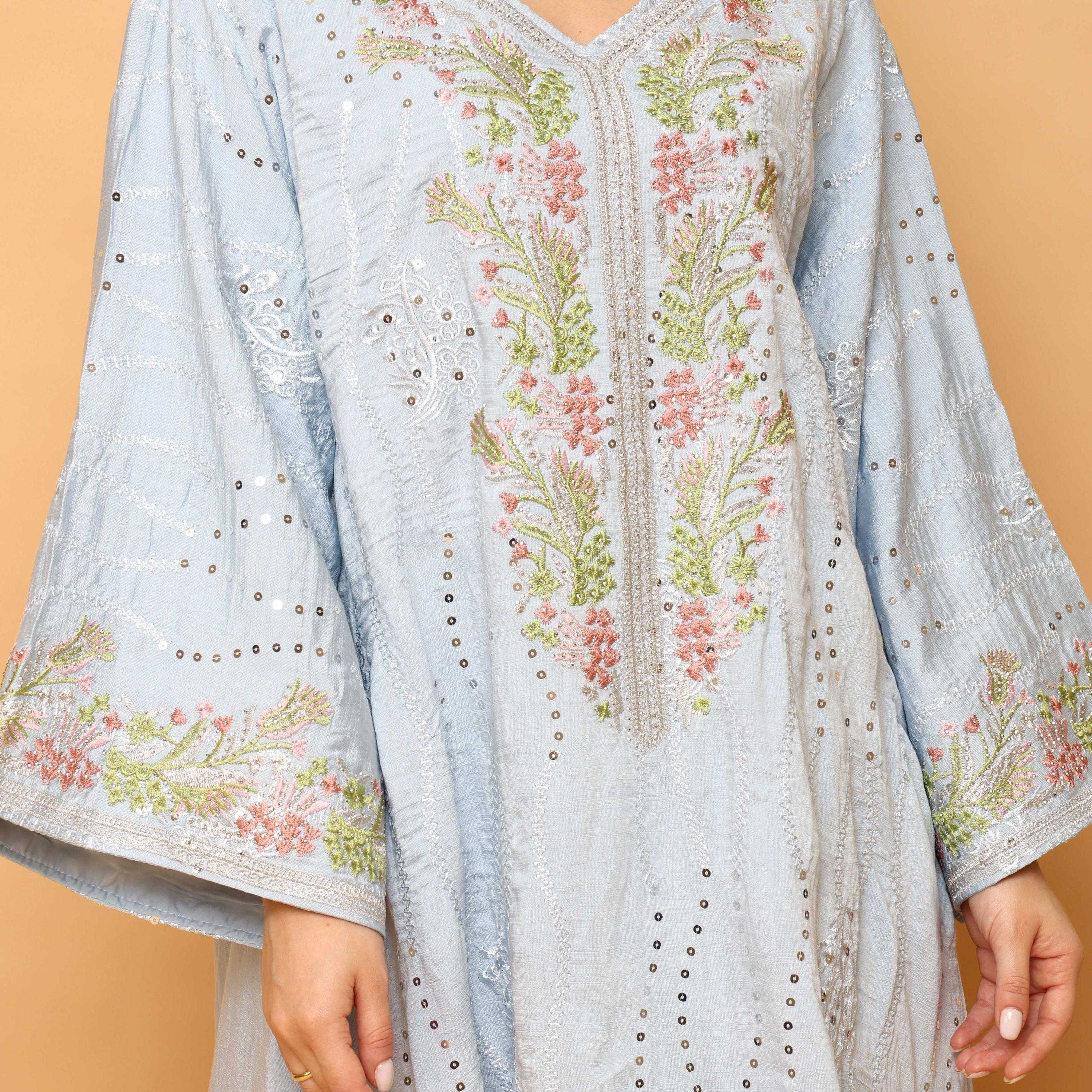 IKKXA Embroidered & Sequined Wide Sleeves Women's Evening Jalabiya-women-arabicclothing-jalabiyas-image-2
