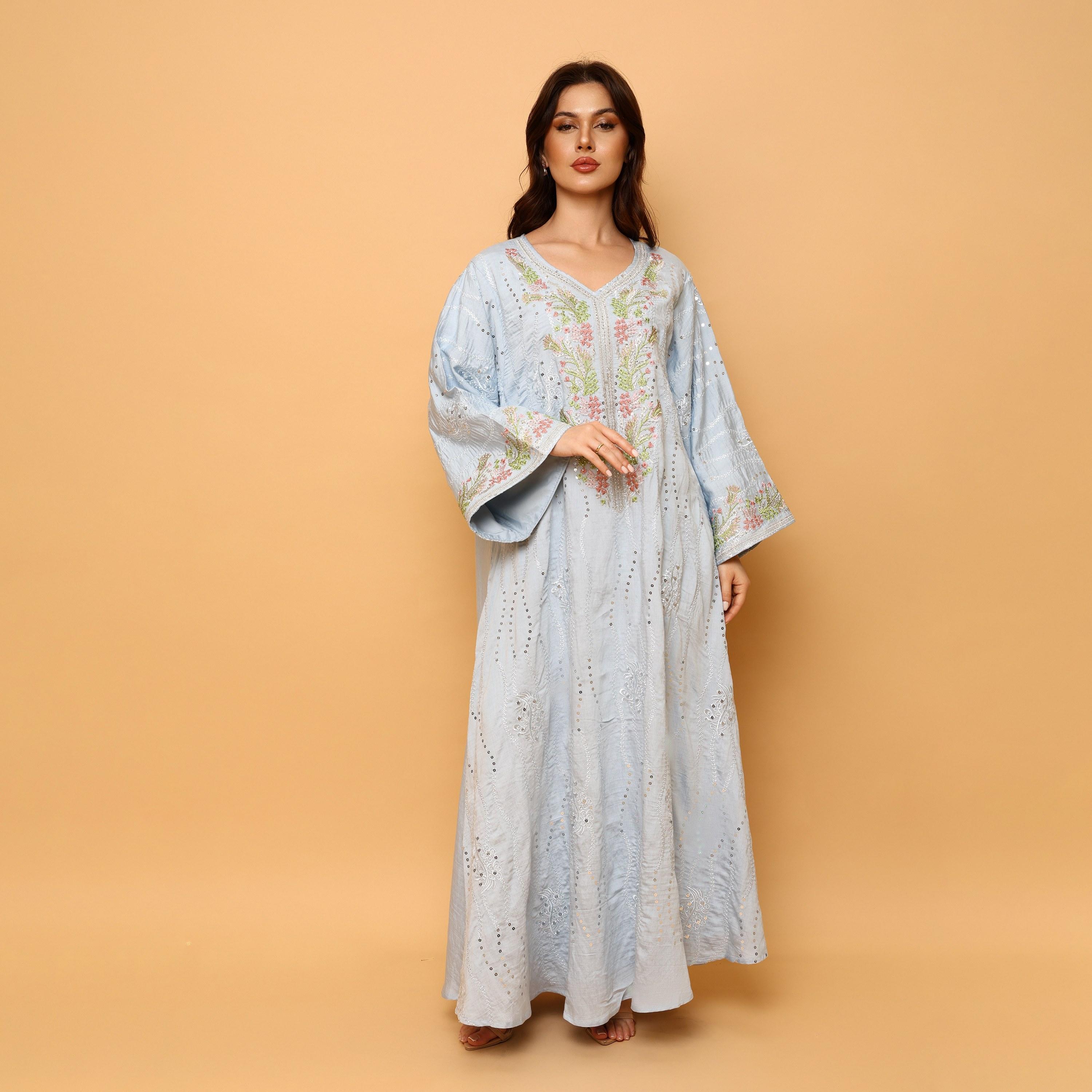 IKKXA Embroidered & Sequined Wide Sleeves Women's Evening Jalabiya-women-arabicclothing-jalabiyas-image-3