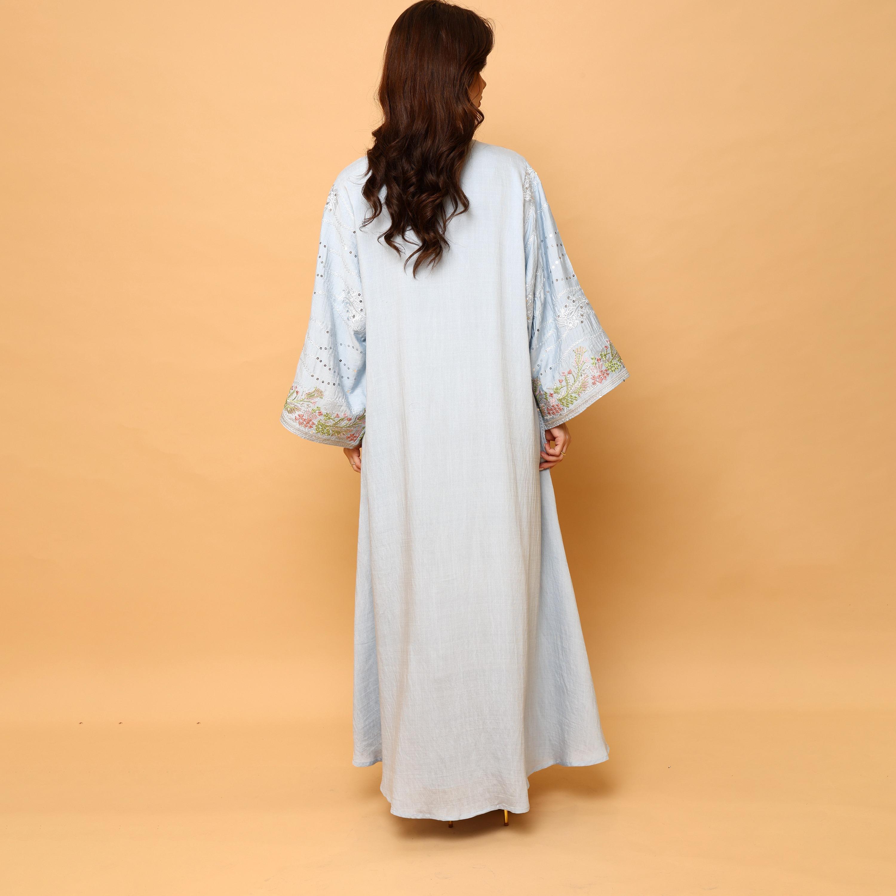 IKKXA Embroidered & Sequined Wide Sleeves Women's Evening Jalabiya-women-arabicclothing-jalabiyas-image-4