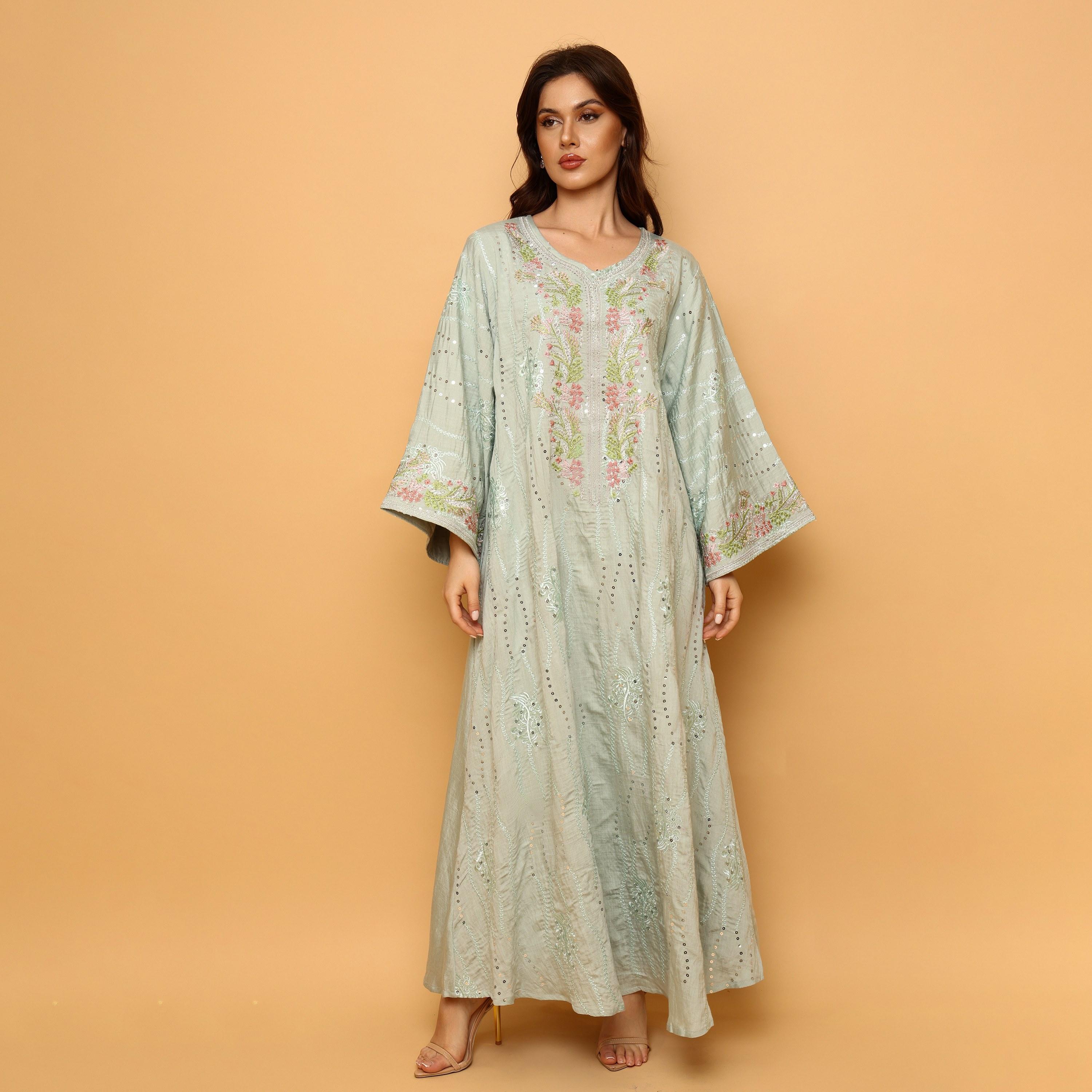 IKKXA Embroidered & Sequined Wide Sleeves Women's Evening Jalabiya-women-arabicclothing-jalabiyas-image-1