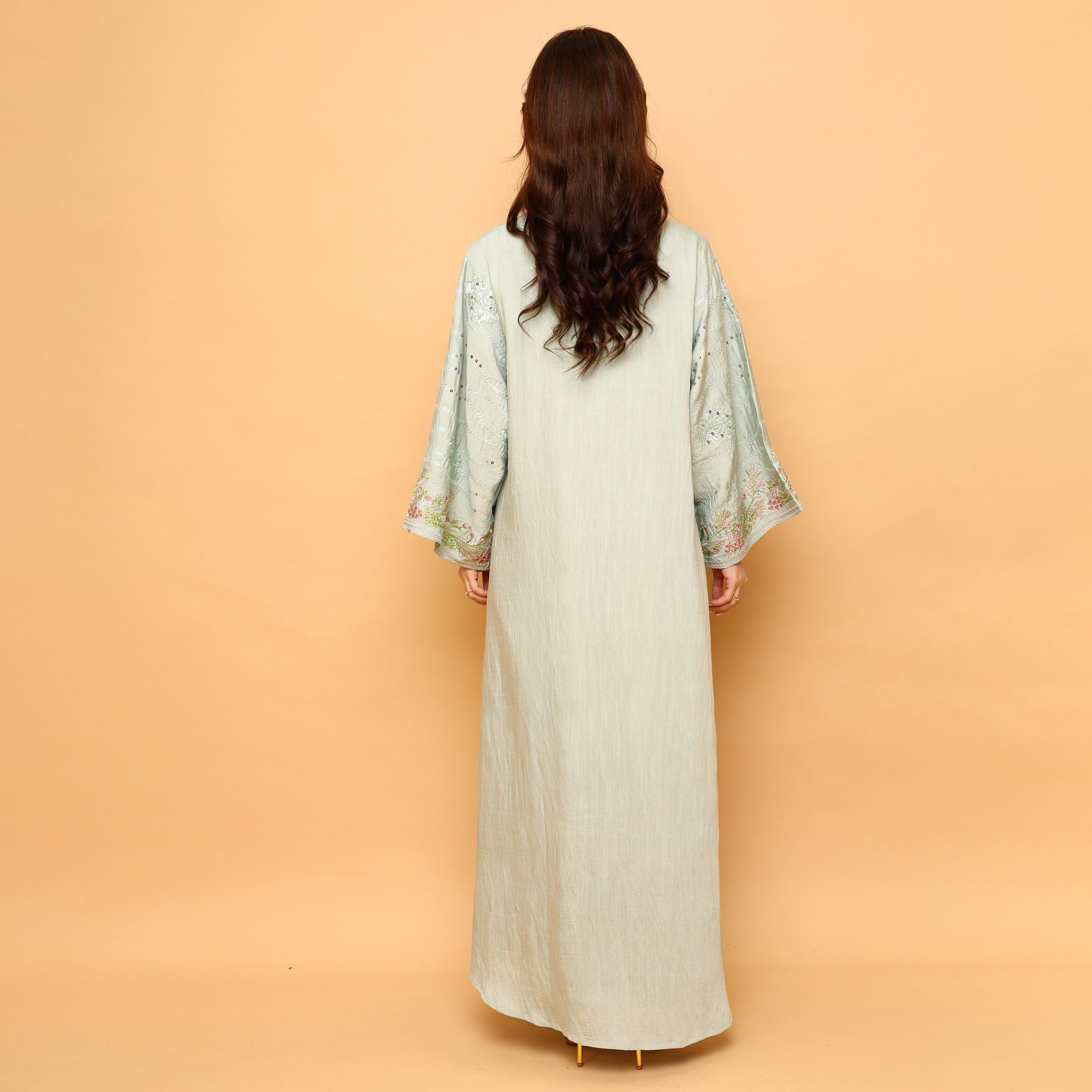 IKKXA Embroidered & Sequined Wide Sleeves Women's Evening Jalabiya-women-arabicclothing-jalabiyas-image-4