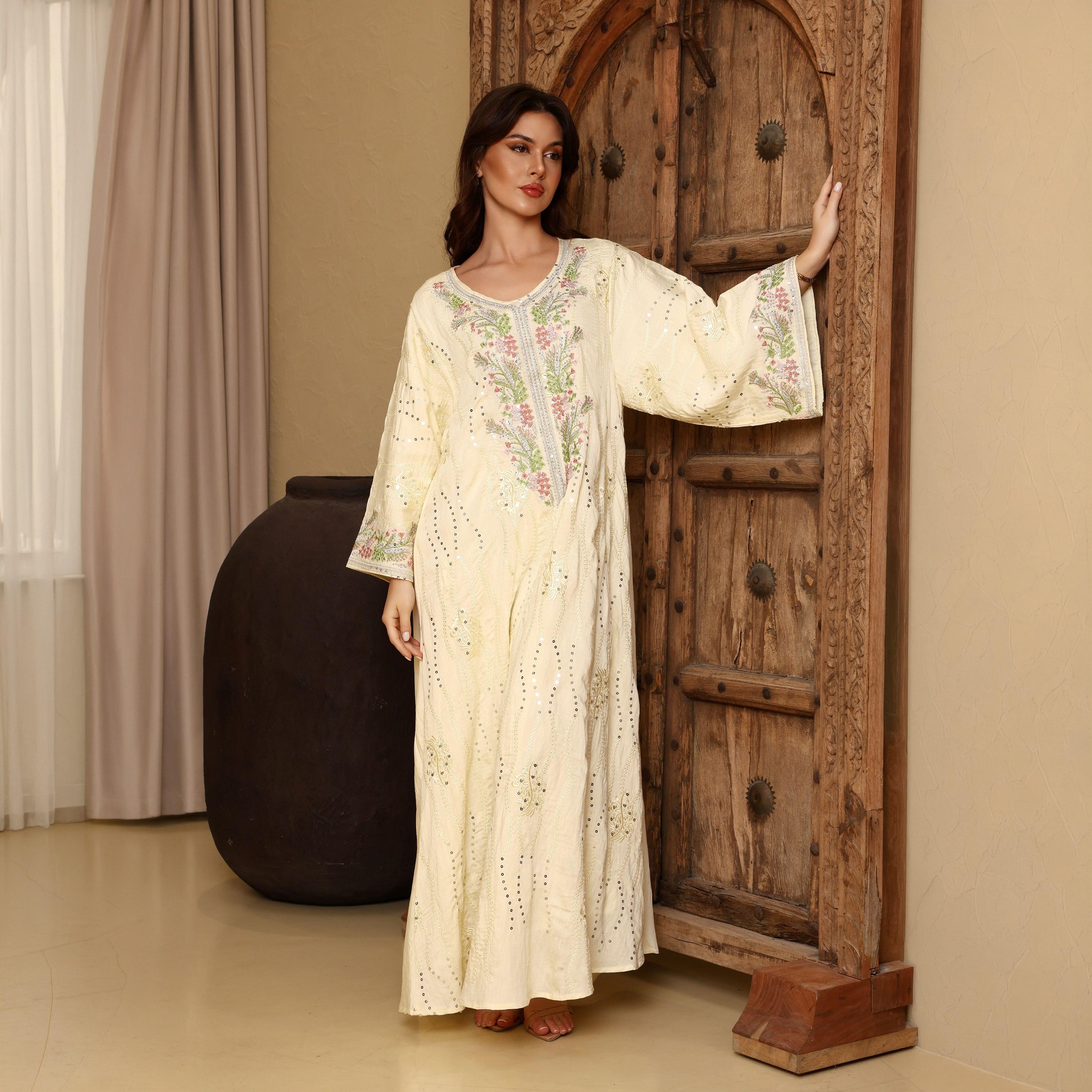 IKKXA Embroidered & Sequined Wide Sleeves Women's Evening Jalabiya-women-arabicclothing-jalabiyas-image-1
