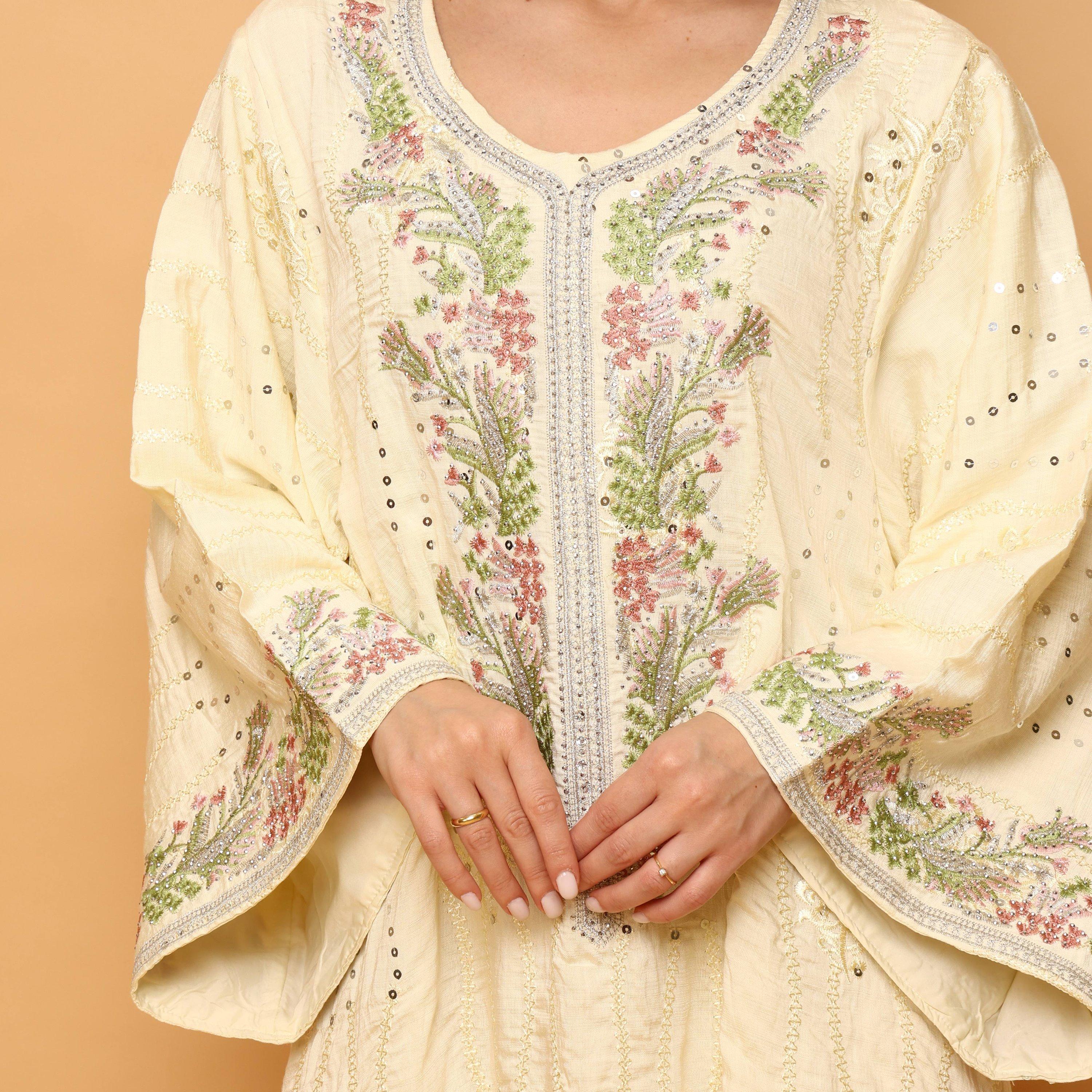 IKKXA Embroidered & Sequined Wide Sleeves Women's Evening Jalabiya-women-arabicclothing-jalabiyas-image-2
