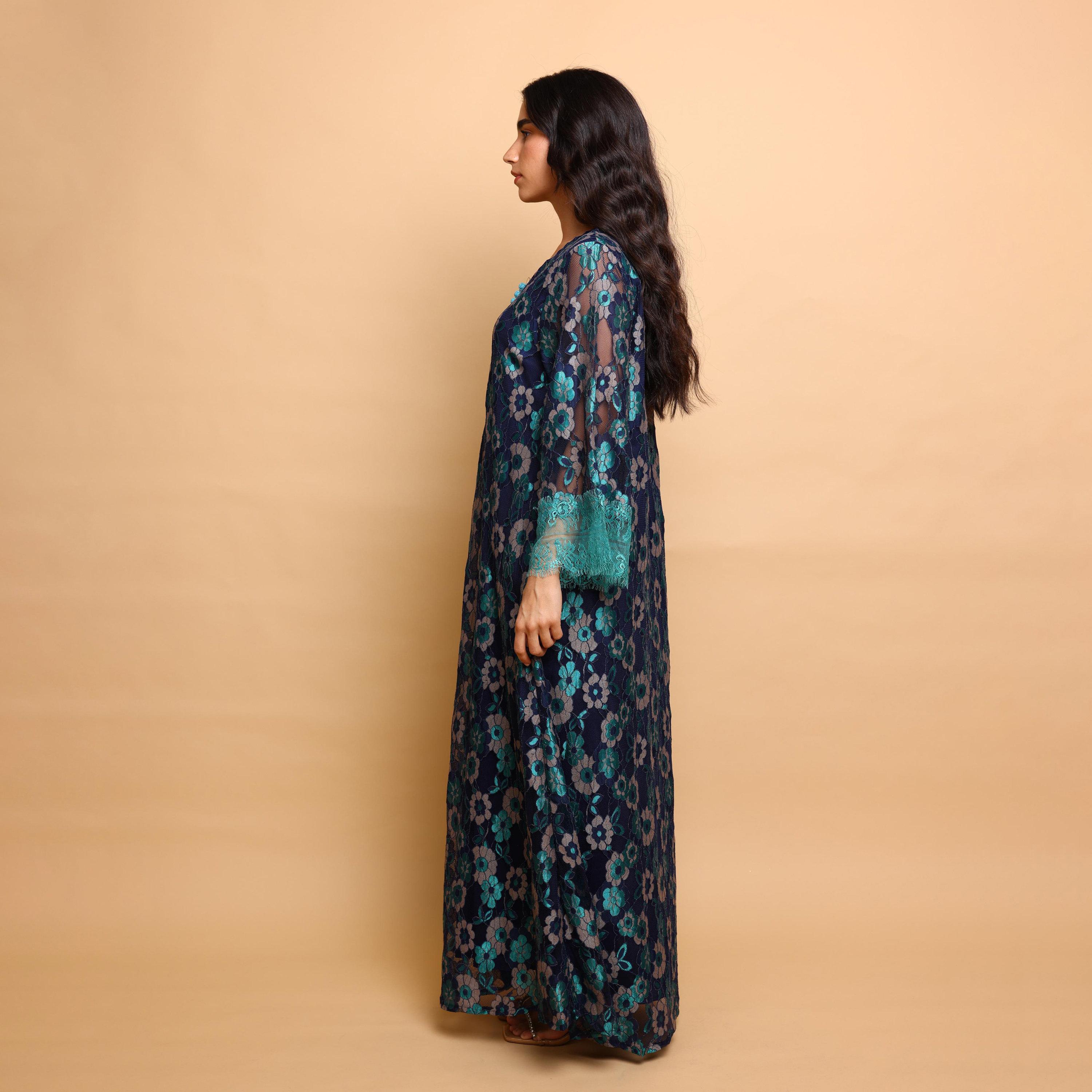 IKKXA Floral Lace Wide Sleeves Women's Evening Jalabiya-women-clothing-dresses-image-4