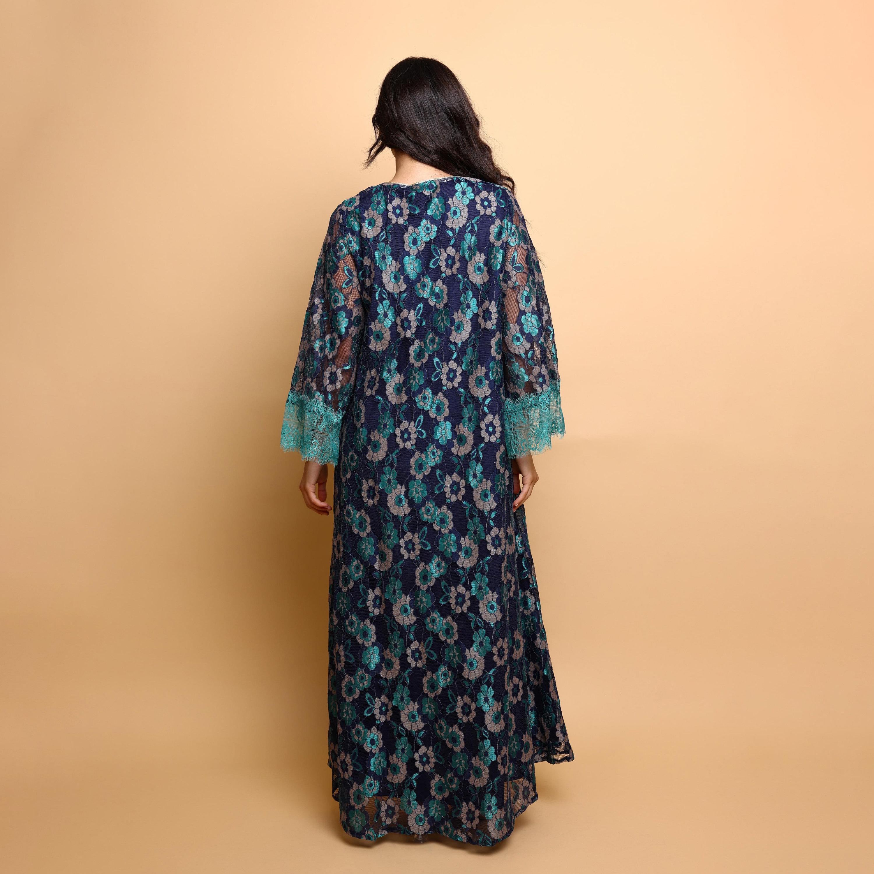 IKKXA Floral Lace Wide Sleeves Women's Evening Jalabiya-women-clothing-dresses-image-5