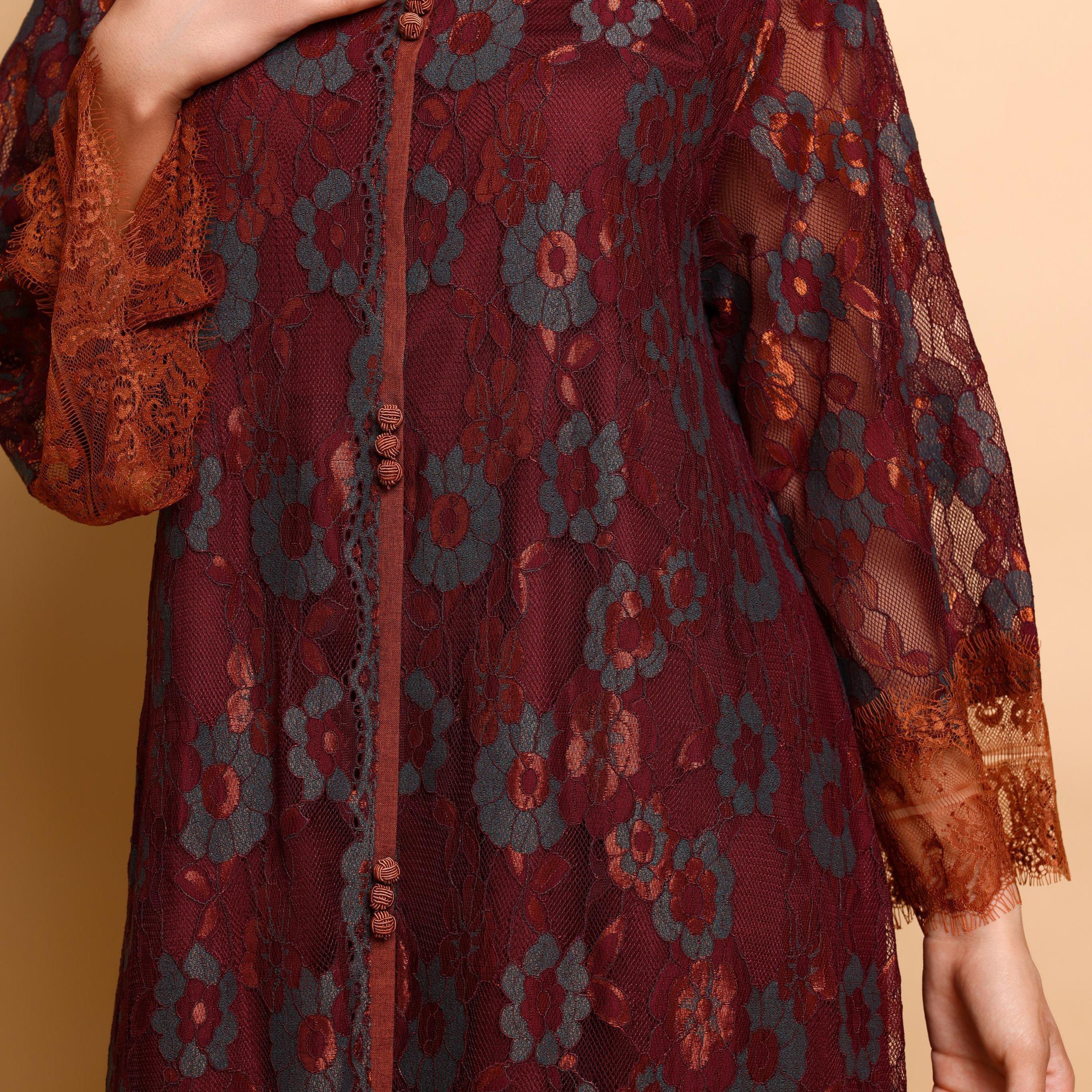 IKKXA Floral Lace Wide Sleeves Women's Evening Jalabiya-women-clothing-dresses-image-2