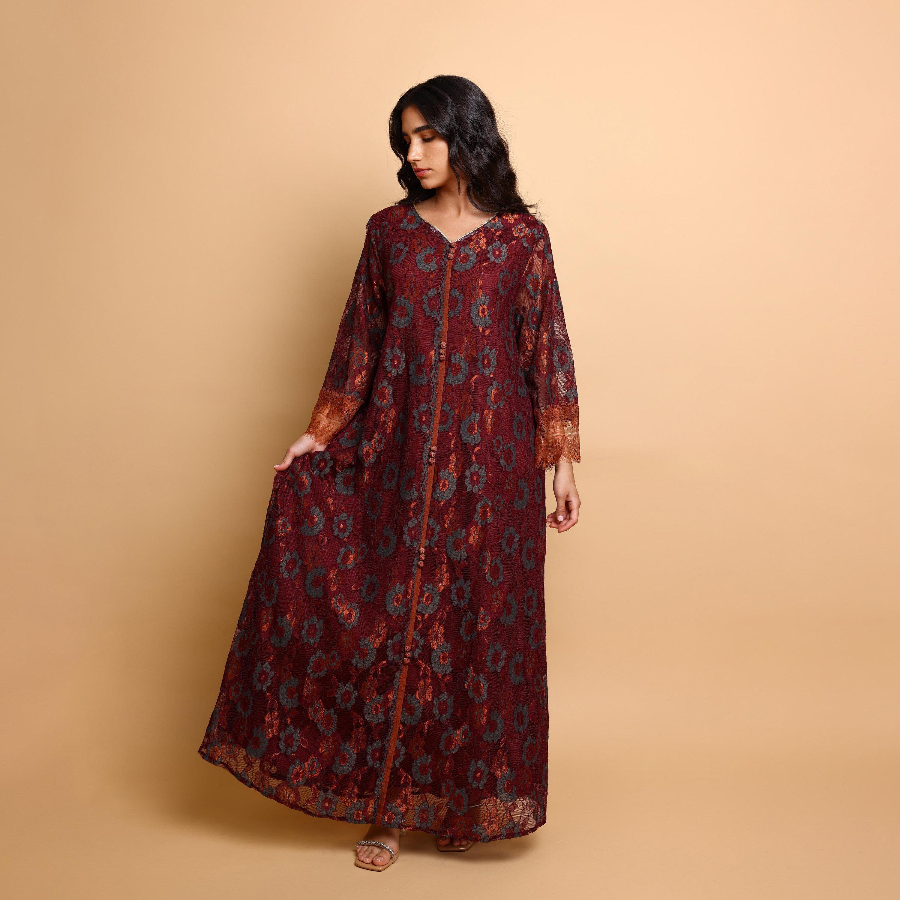 IKKXA Floral Lace Wide Sleeves Women's Evening Jalabiya-women-clothing-dresses-image-3