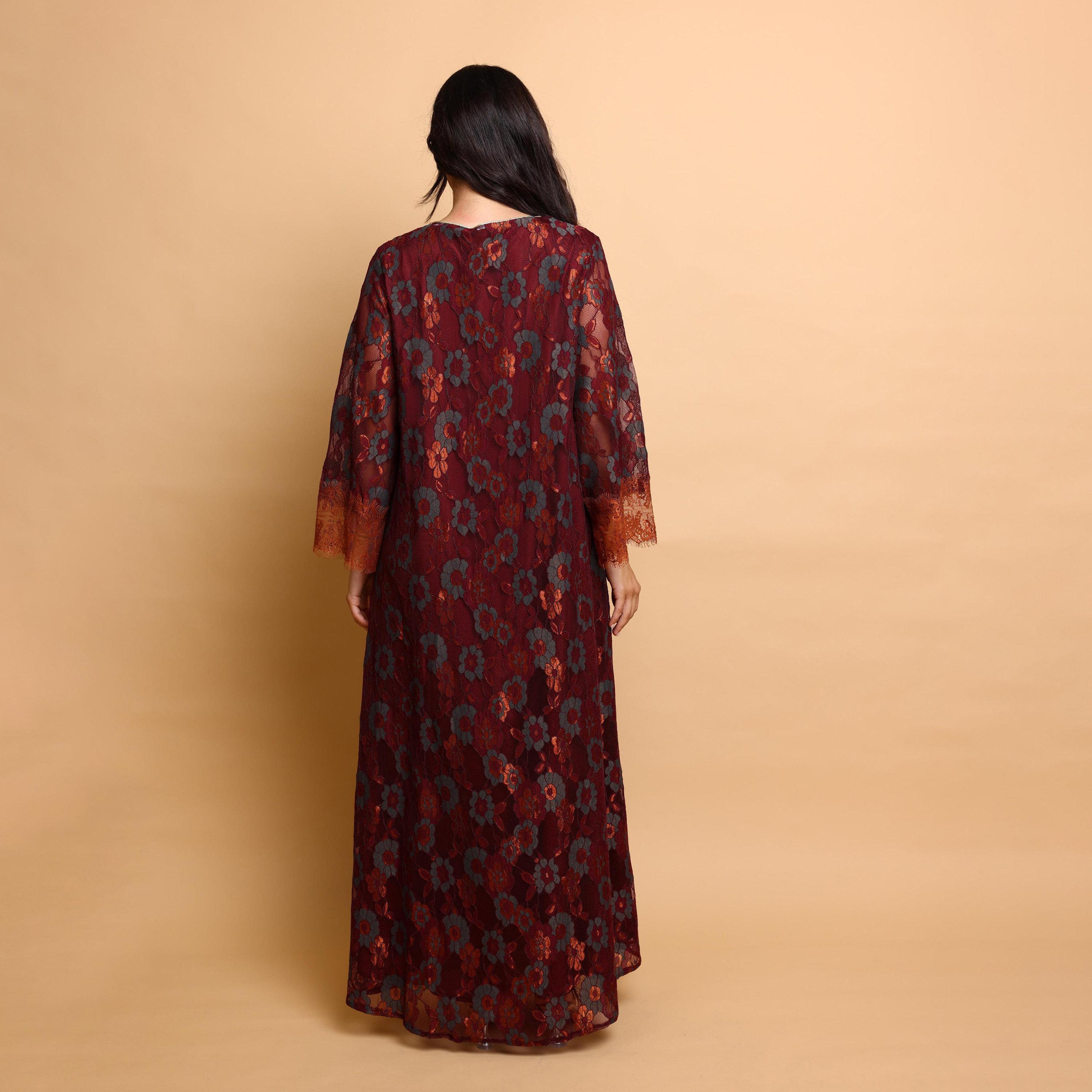 IKKXA Floral Lace Wide Sleeves Women's Evening Jalabiya-women-clothing-dresses-image-5