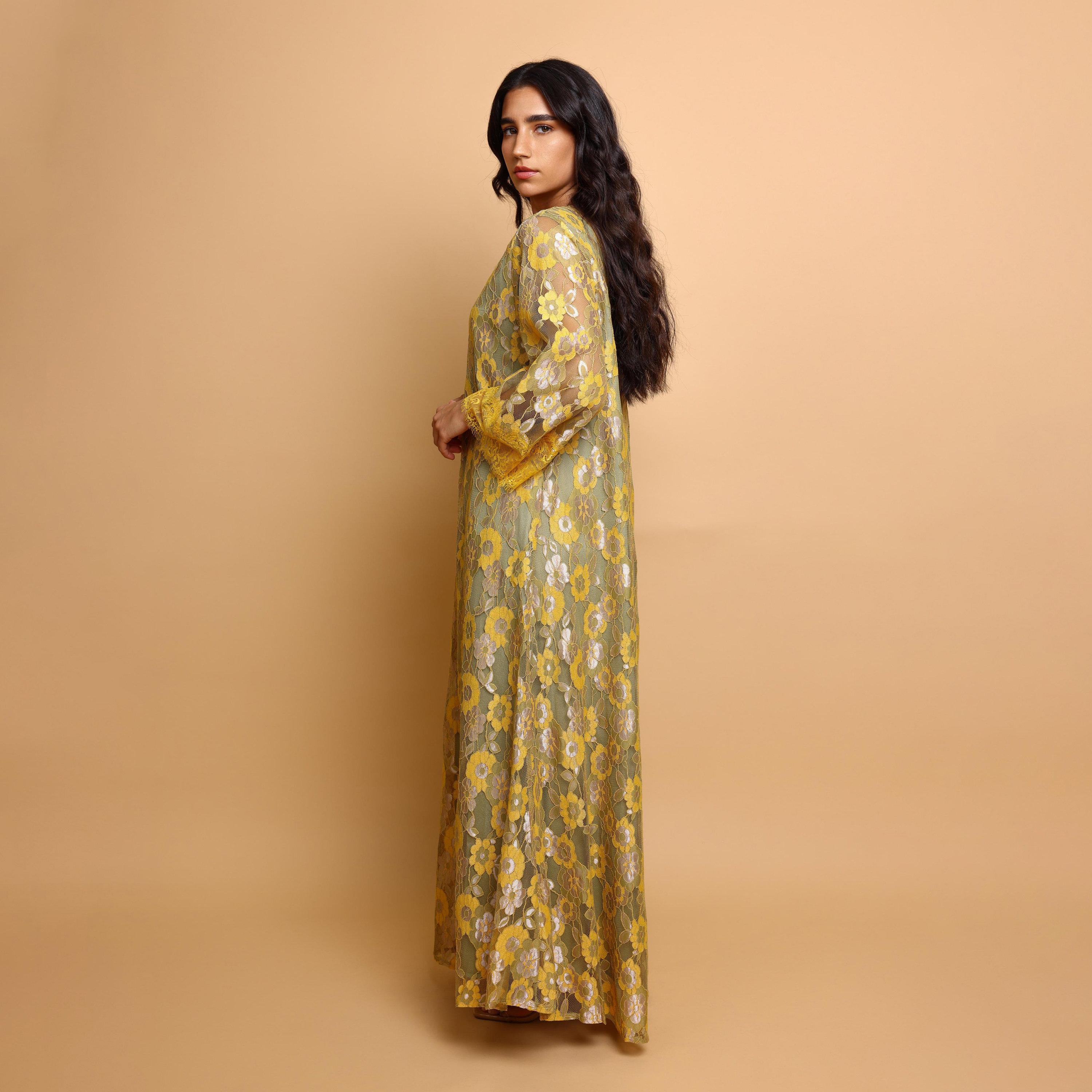 IKKXA Floral Lace Wide Sleeves Women's Evening Jalabiya-women-clothing-dresses-image-3