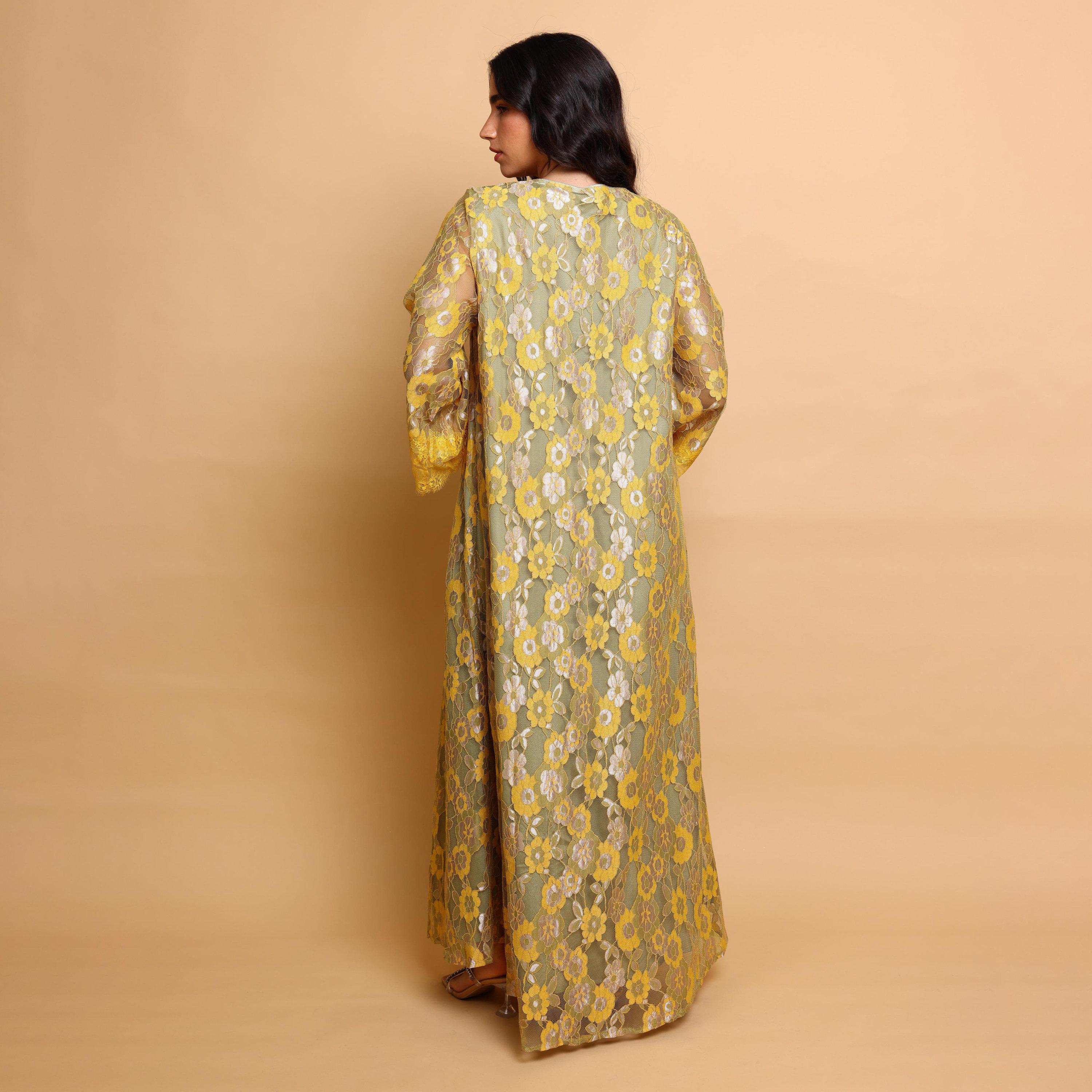 IKKXA Floral Lace Wide Sleeves Women's Evening Jalabiya-women-clothing-dresses-image-4