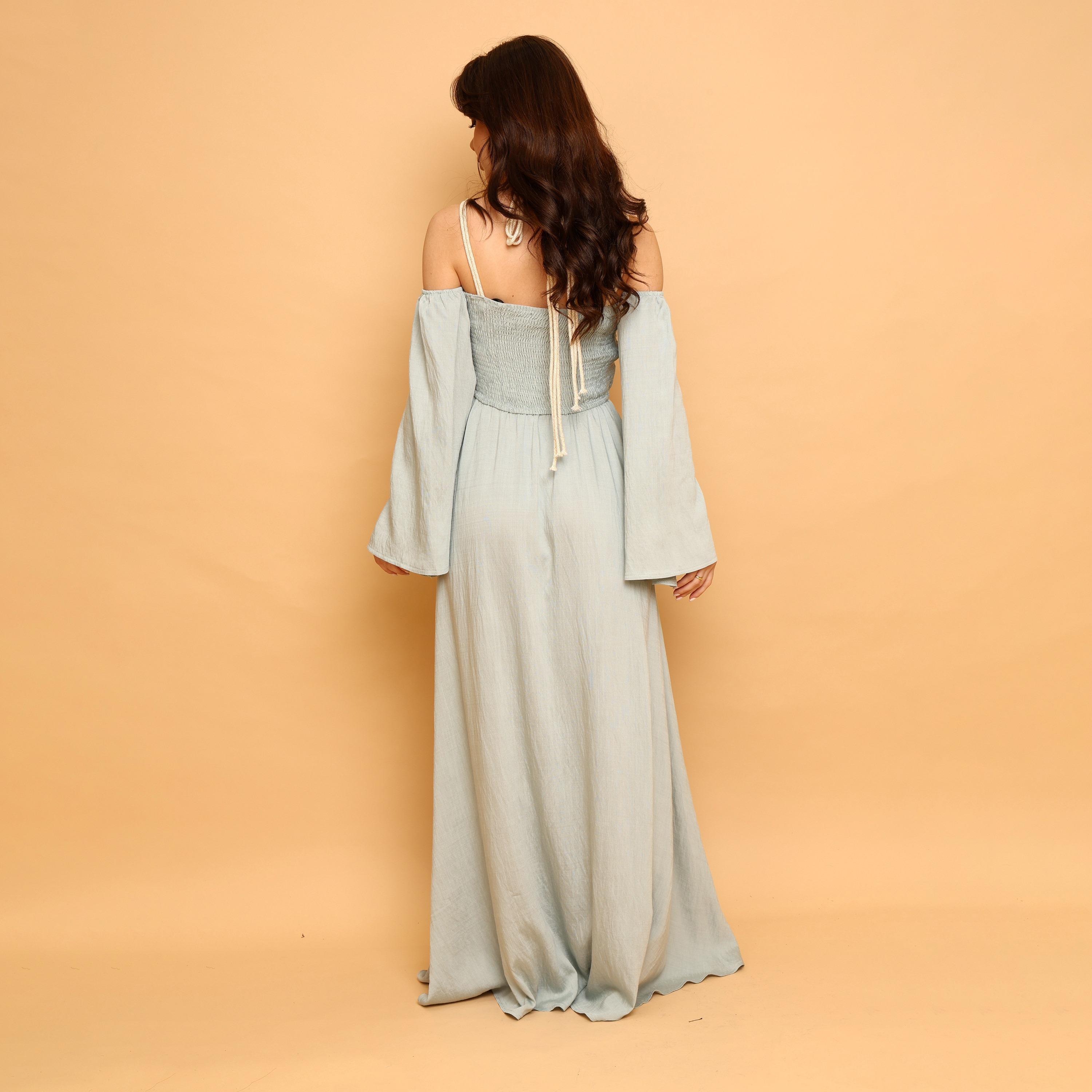 IKKXA Embroidered & Sequined Halter Neck Cold Shoulder Women's Evening Fit & Flared Jalabiya-women-clothing-dresses-image-14