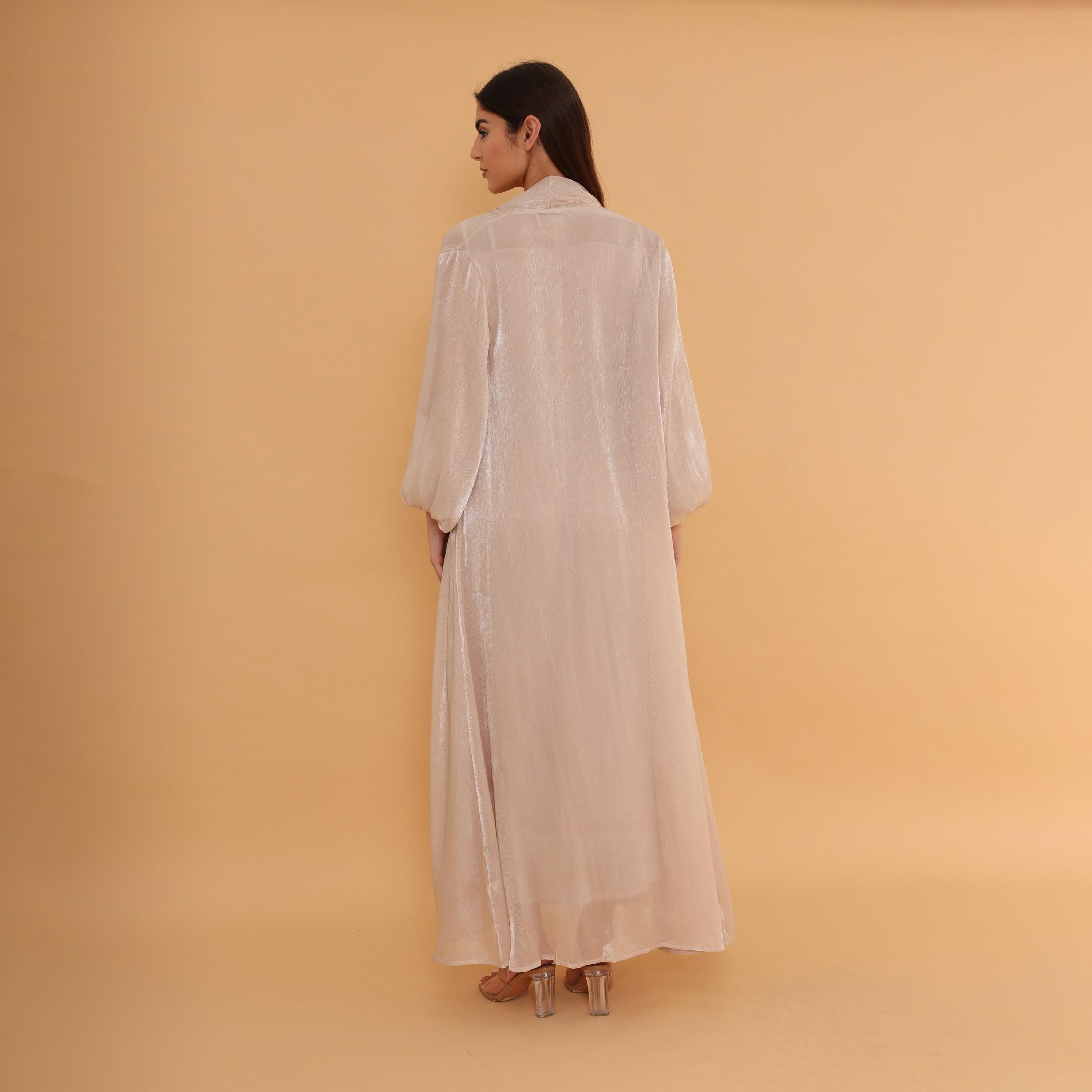 جلابية سهرة نسائية بأكمام "بالون" و"سيكوين" مع "شروغ" طويل من إككسا-women-clothing-dresses-image-9