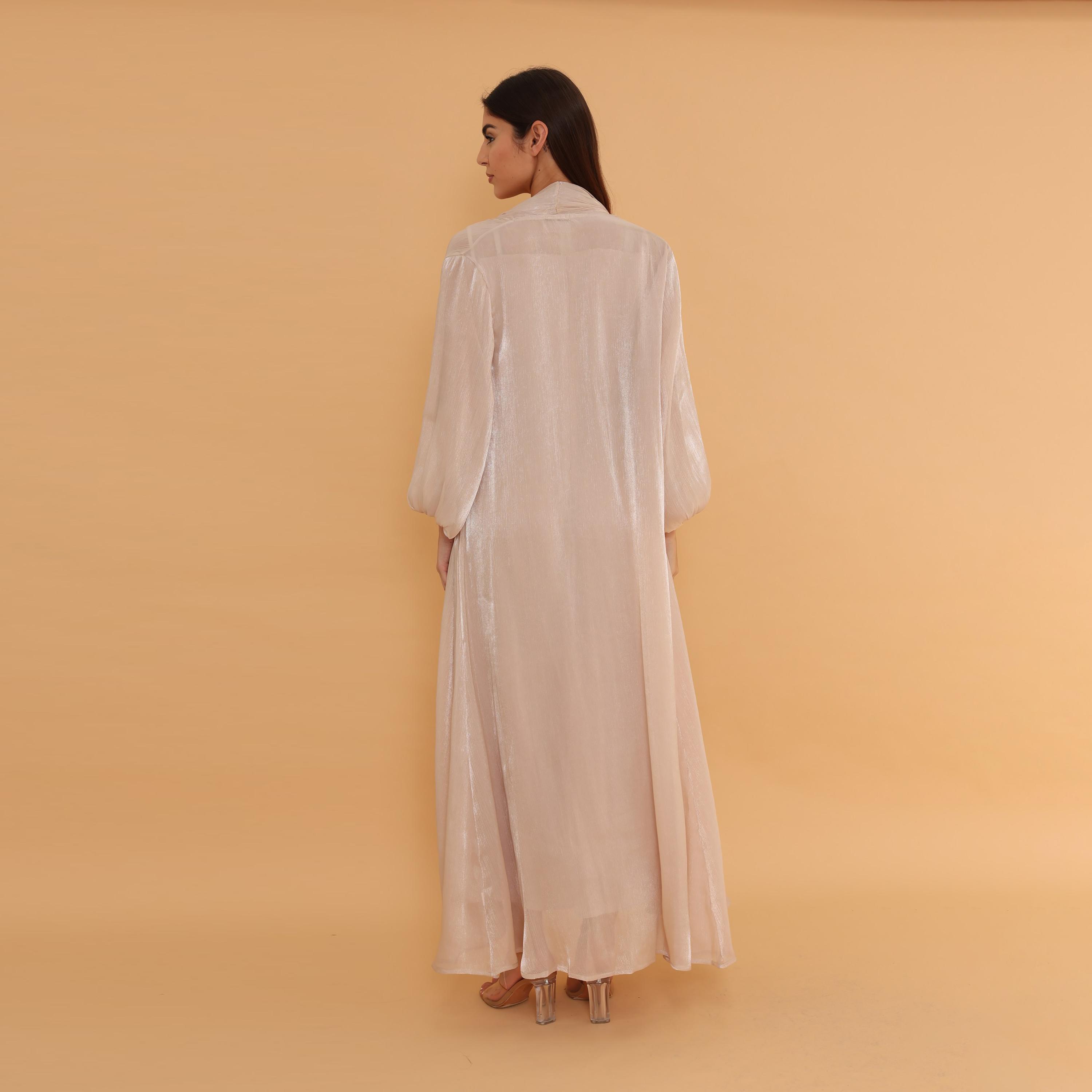 جلابية سهرة نسائية بأكمام "بالون" و"سيكوين" مع "شروغ" طويل من إككسا-women-clothing-dresses-image-29