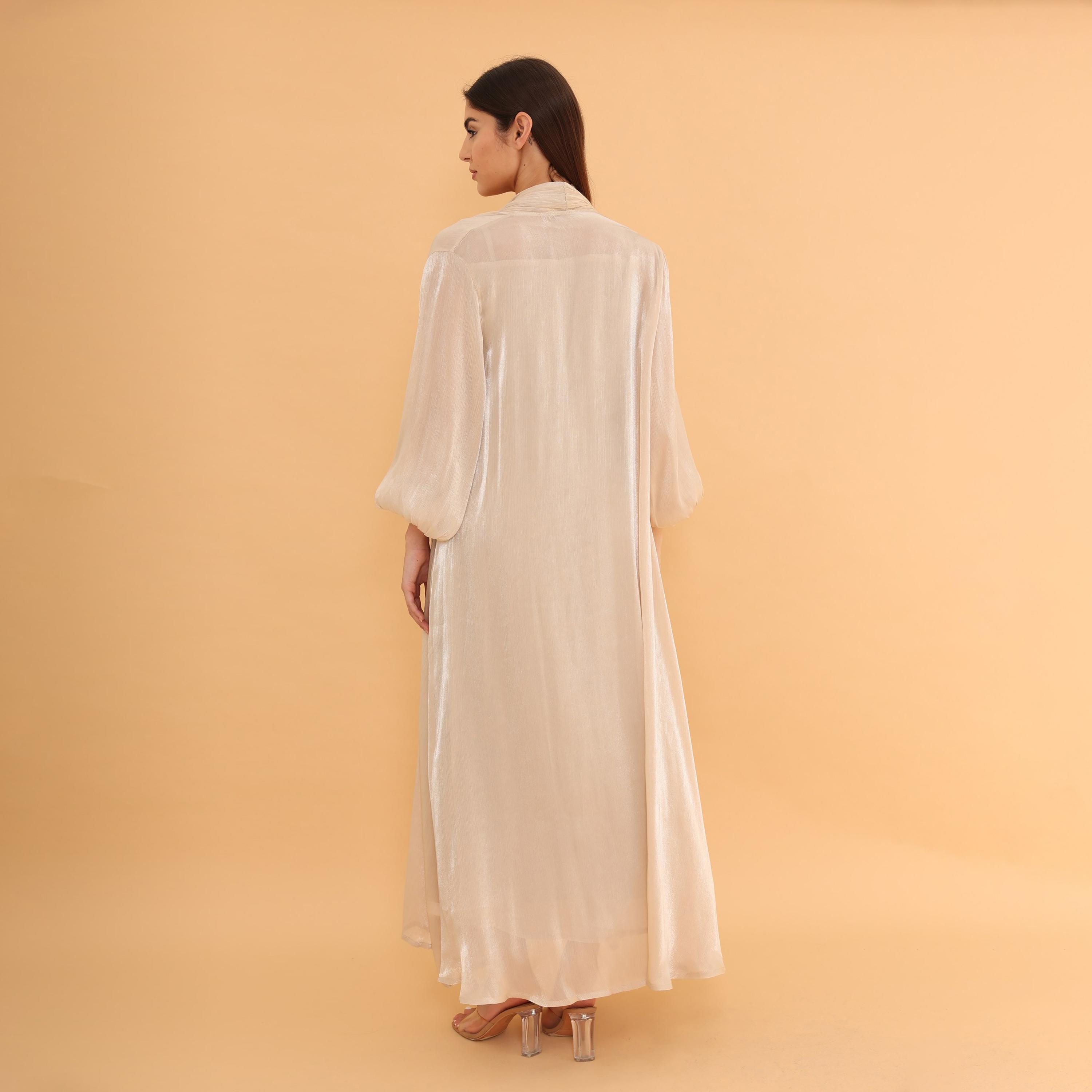 جلابية سهرة نسائية بأكمام "بالون" و"سيكوين" مع "شروغ" طويل من إككسا-women-clothing-dresses-image-14