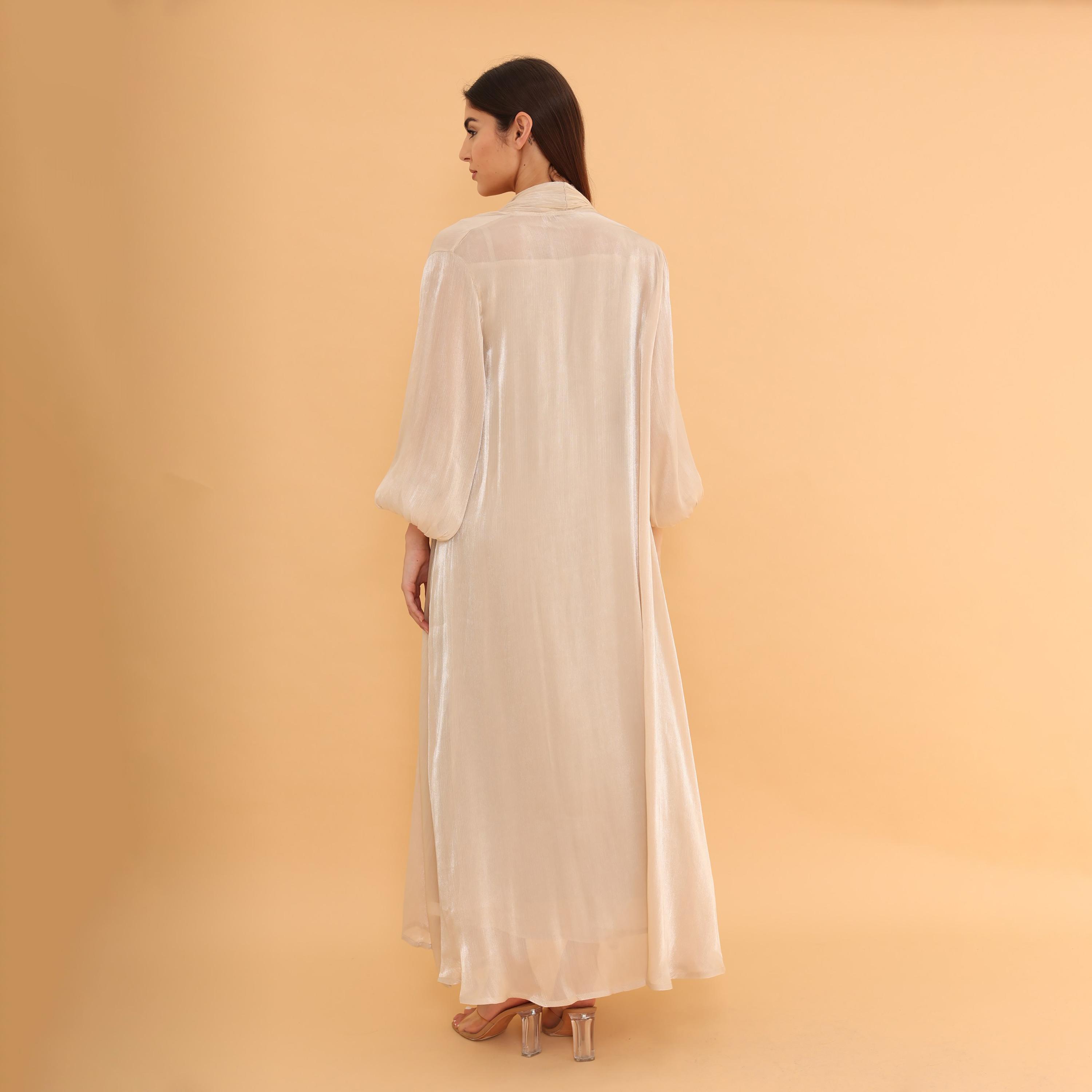 جلابية سهرة نسائية بأكمام "بالون" و"سيكوين" مع "شروغ" طويل من إككسا-women-clothing-dresses-image-24