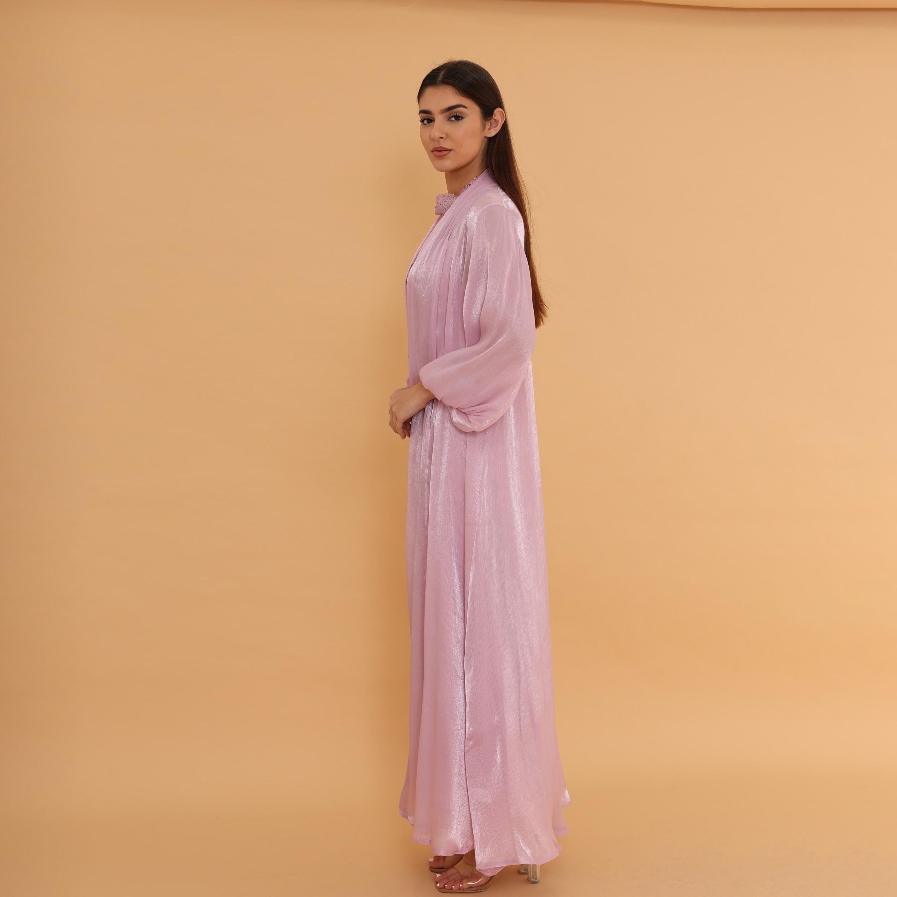 جلابية سهرة نسائية بأكمام "بالون" و"سيكوين" مع "شروغ" طويل من إككسا-women-clothing-dresses-image-3