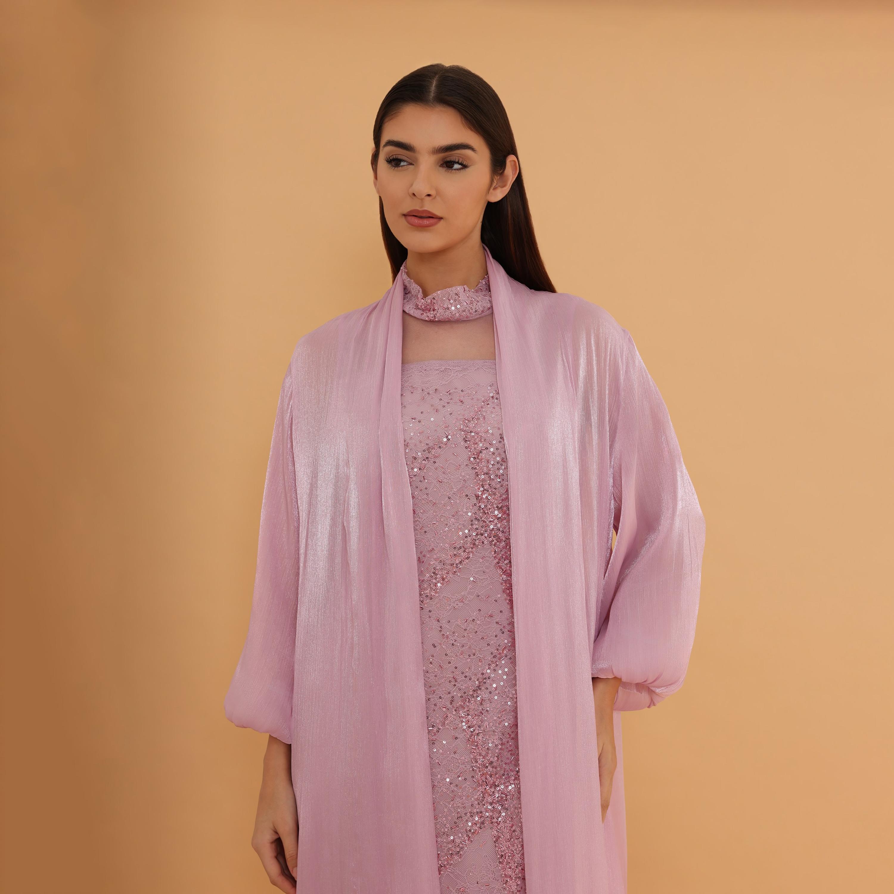 جلابية سهرة نسائية بأكمام "بالون" و"سيكوين" مع "شروغ" طويل من إككسا-women-clothing-dresses-image-16