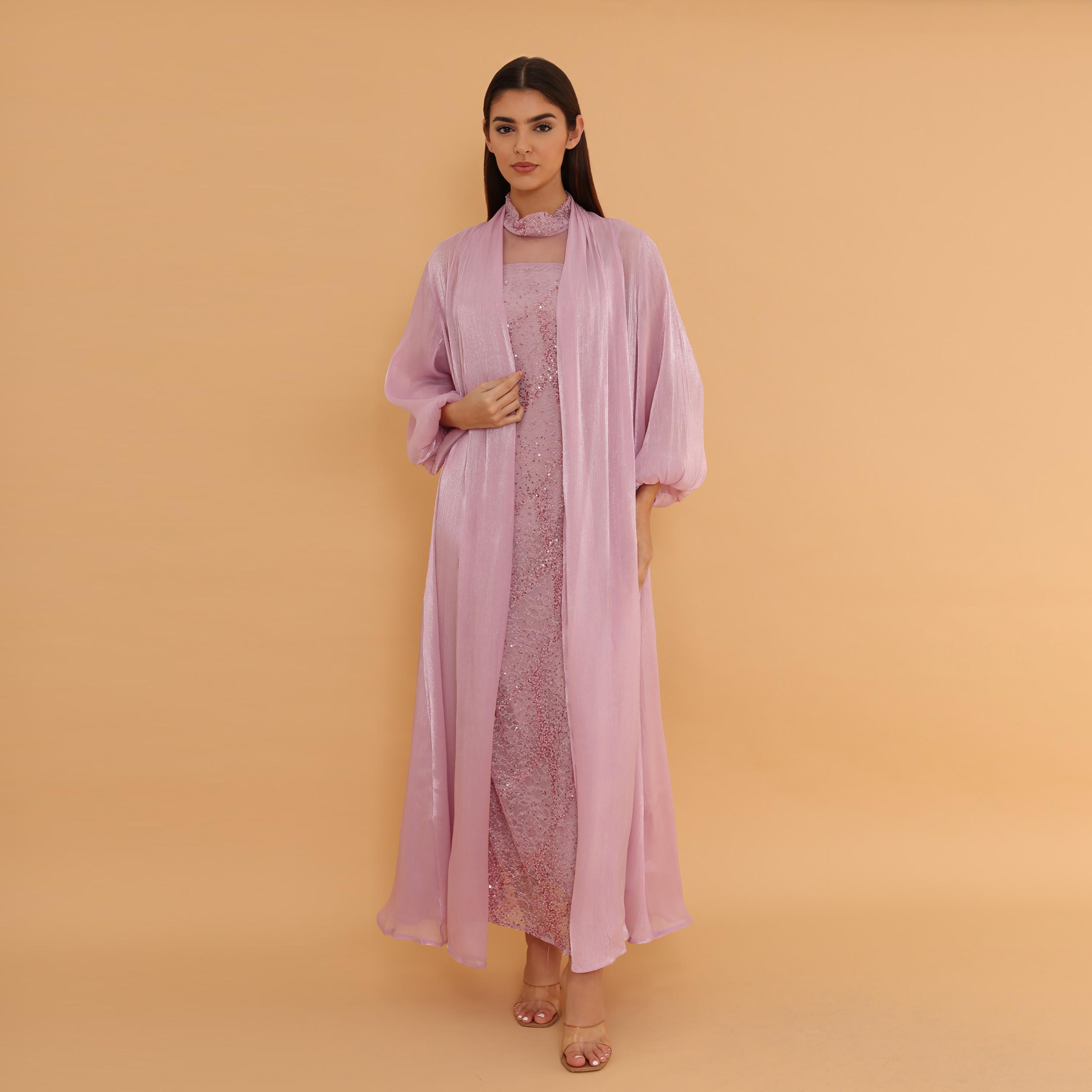 جلابية سهرة نسائية بأكمام "بالون" و"سيكوين" مع "شروغ" طويل من إككسا-women-clothing-dresses-image-18