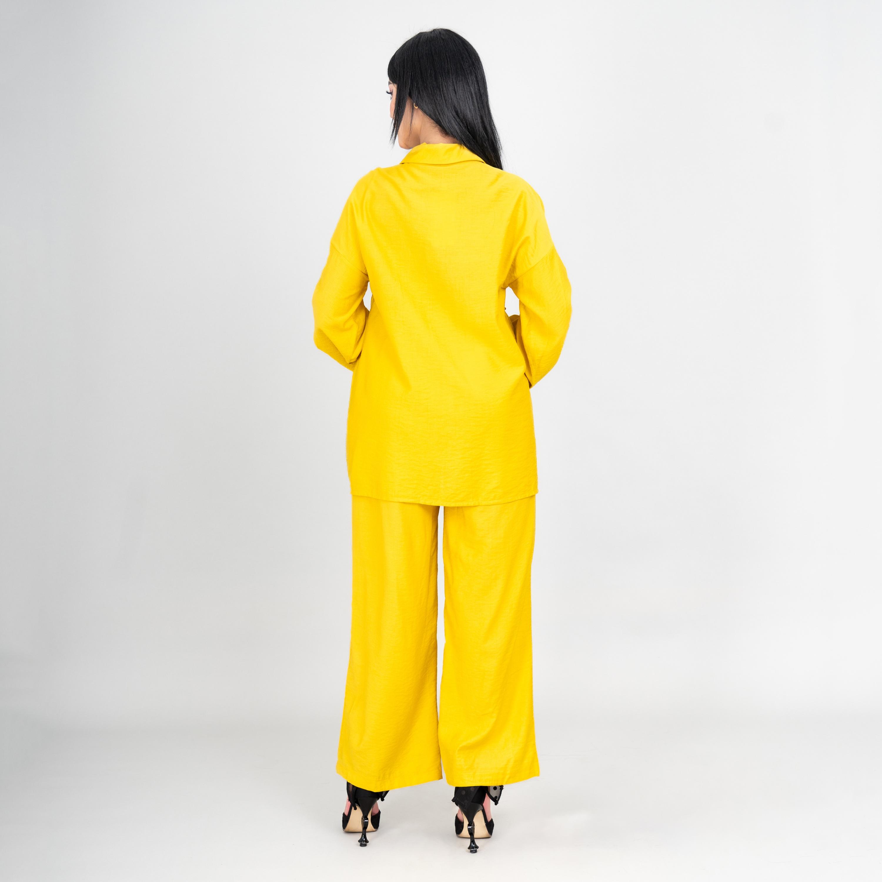 IKKXA Collared Embellished Dropped Sleeves Women's Shirt & Pants Set-women-clothing-coordsets-image-4