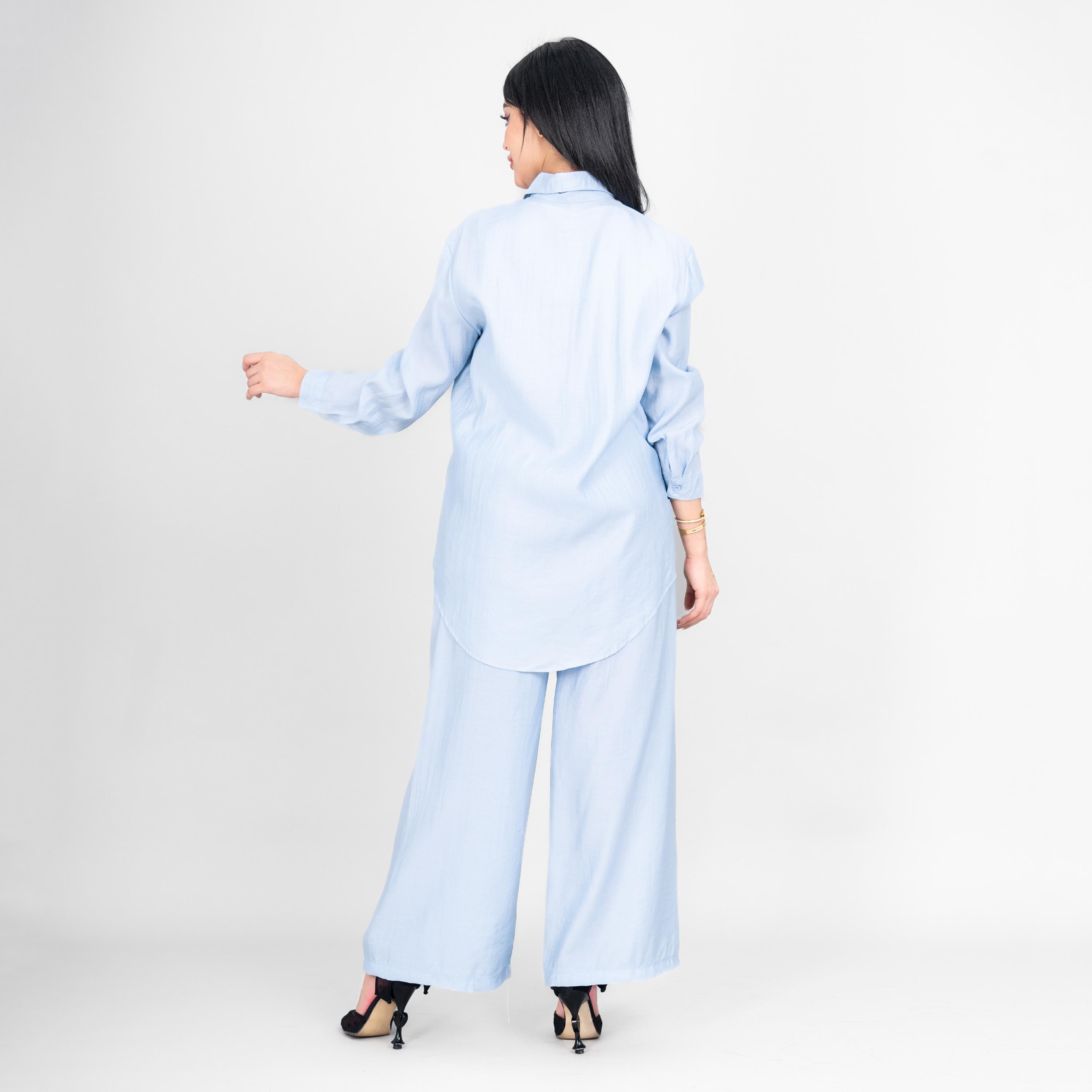 طقم قميص وبنطلون نسائي بياقة ومزين من إيككسا-women-clothing-coordsets-image-4