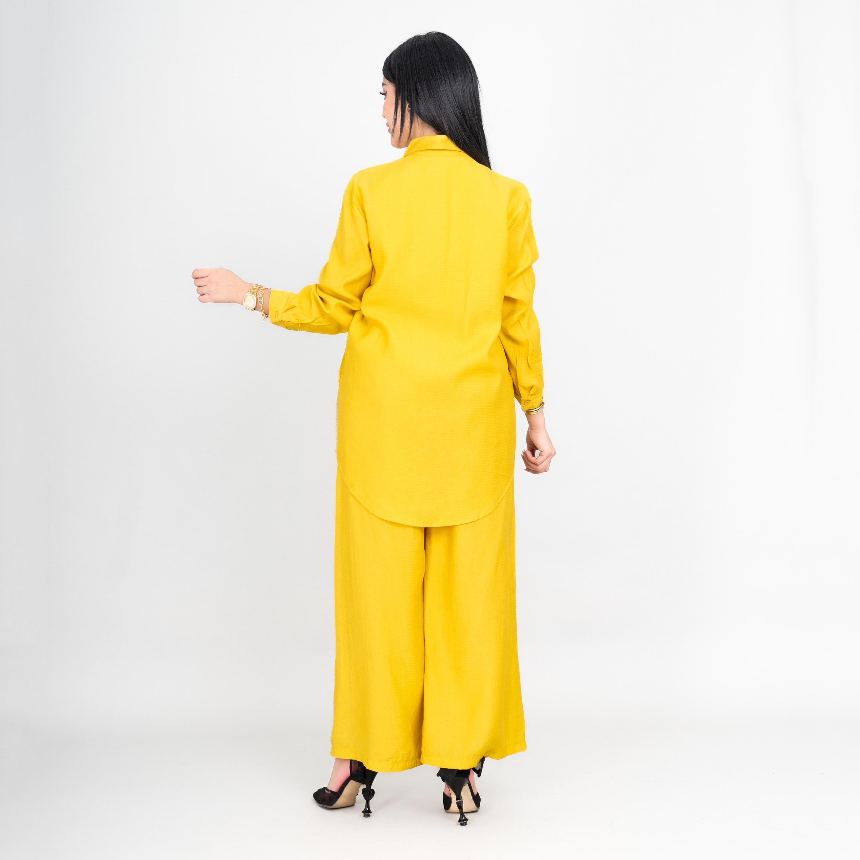 طقم قميص وبنطلون نسائي بياقة ومزين من إيككسا-women-clothing-coordsets-image-4