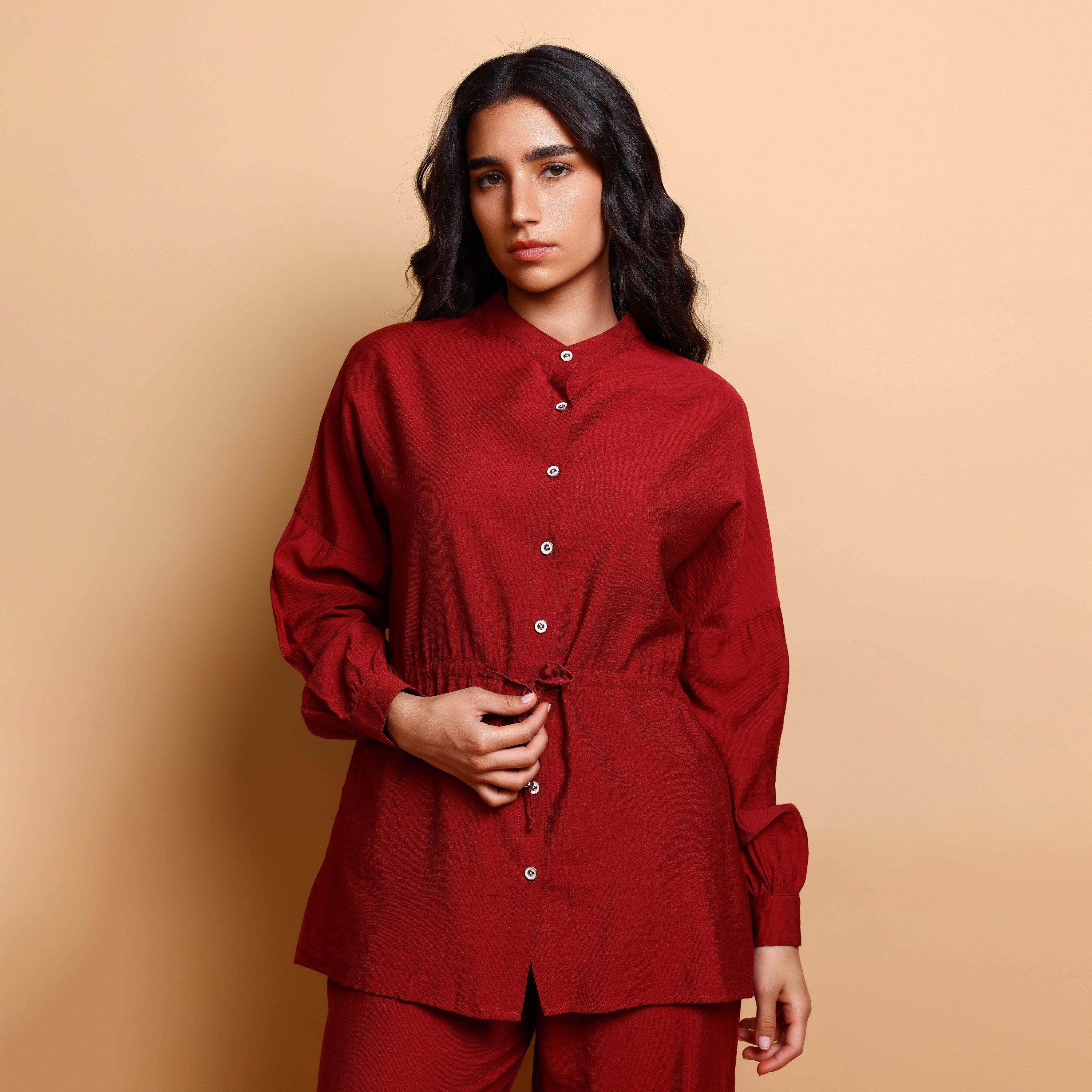 IKKXA Band Collar Women's Tunic & Pants Set-women-arabicclothing-sets-image-2