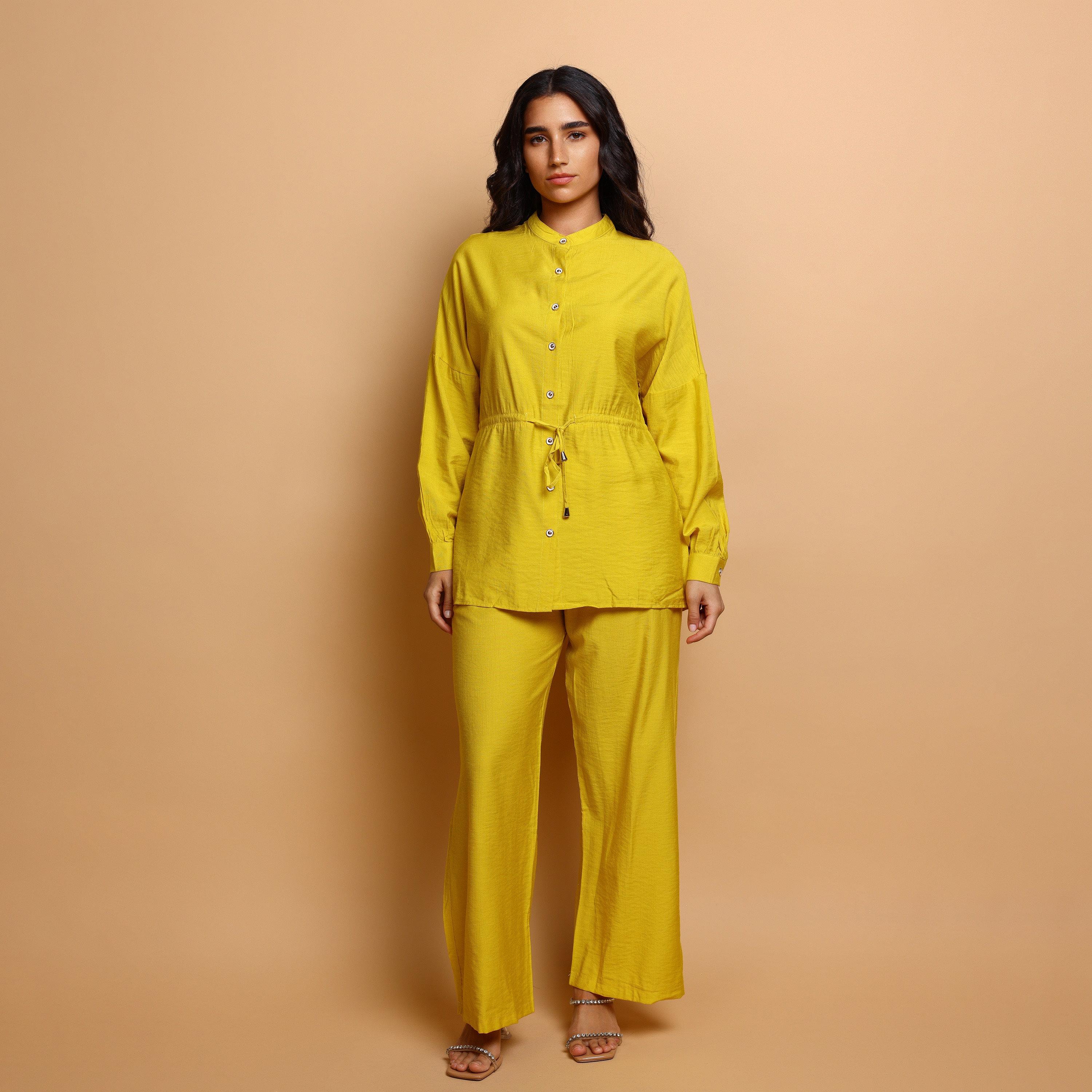 IKKXA Band Collar Women's Tunic & Pants Set-women-arabicclothing-sets-image-1