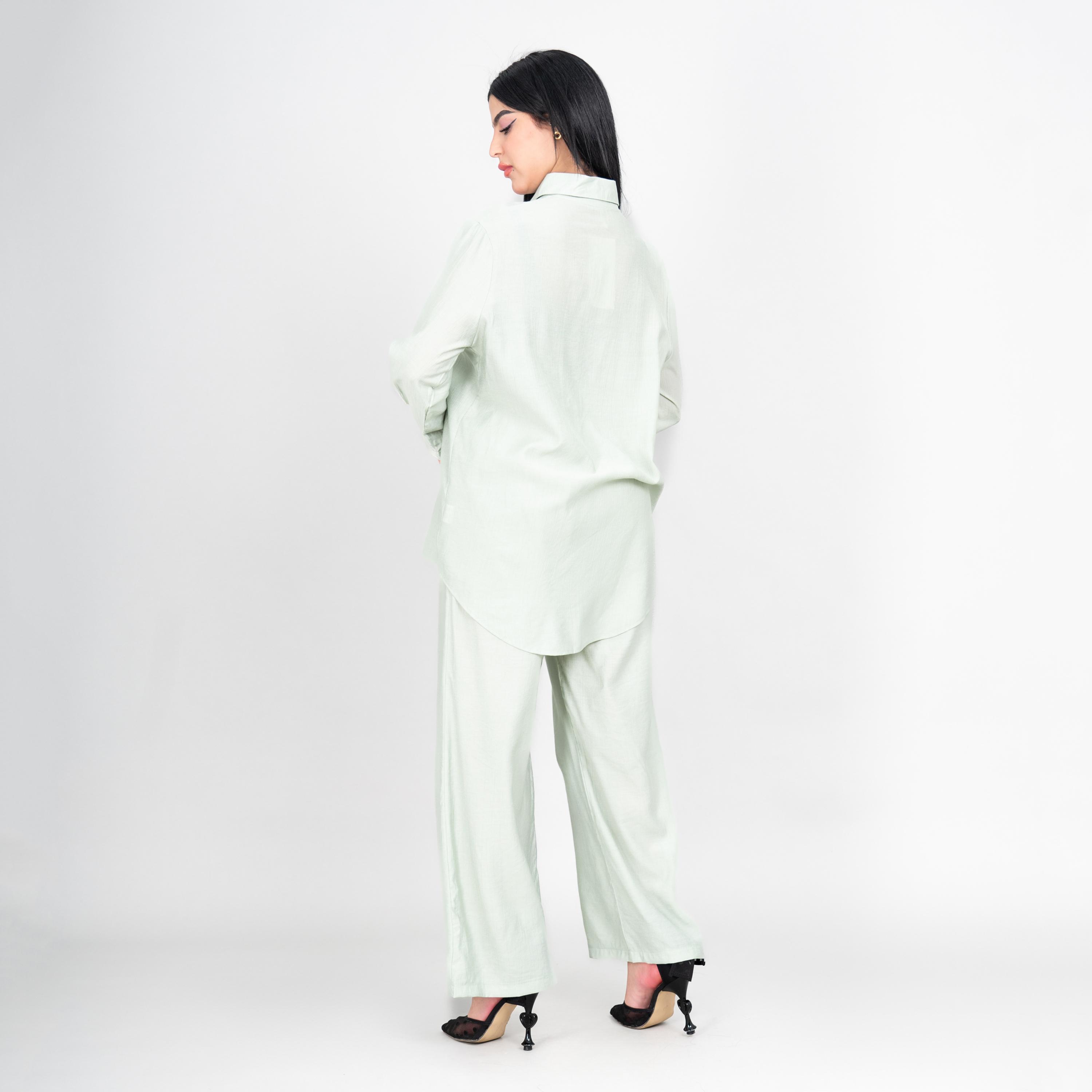 طقم قميص وبنطلون نسائي بياقة ومطرز من إيككسا-women-clothing-coordsets-image-8