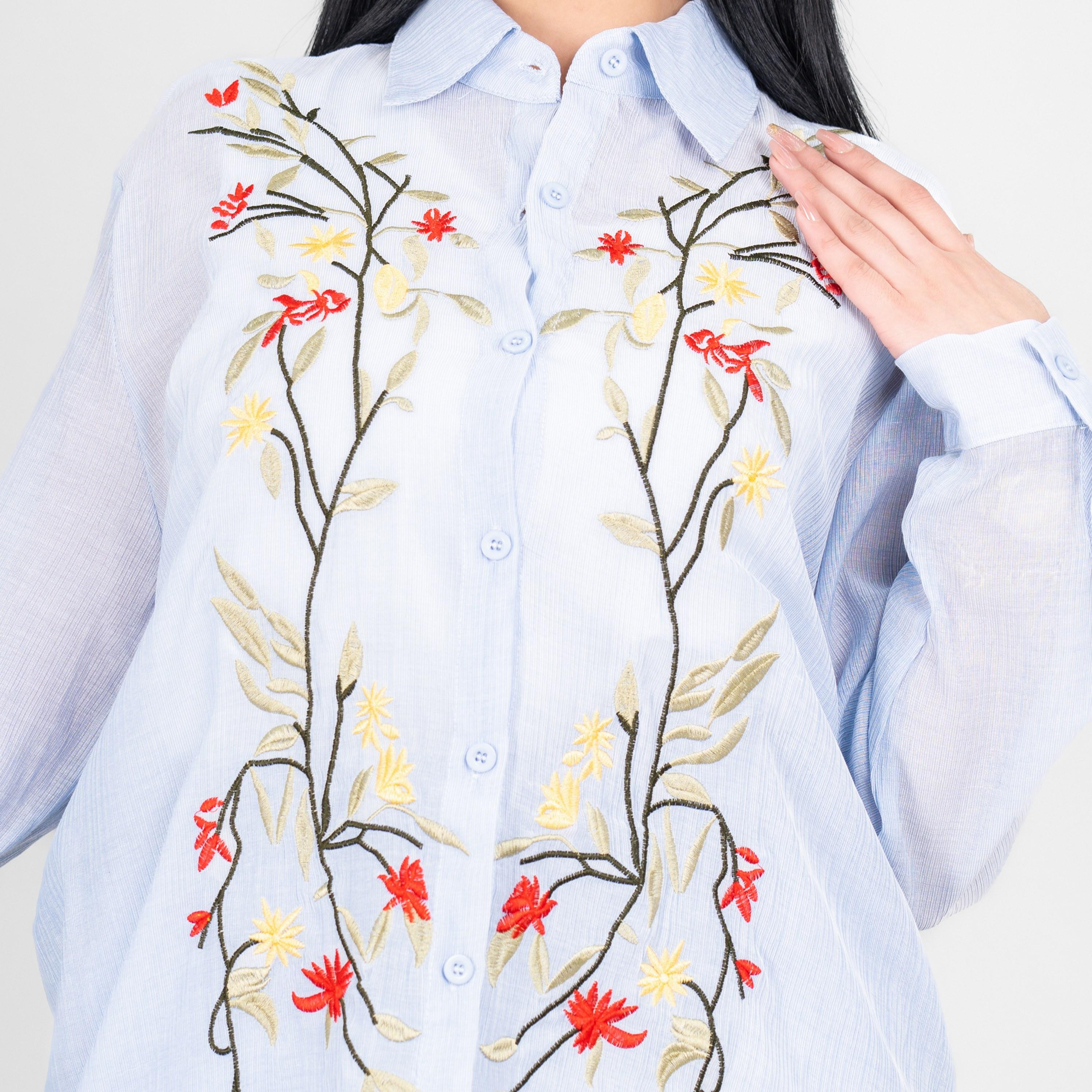 IKKXA Collared Floral Embroidered Women's Shirt & Pants Set-women-clothing-coordsets-image-10